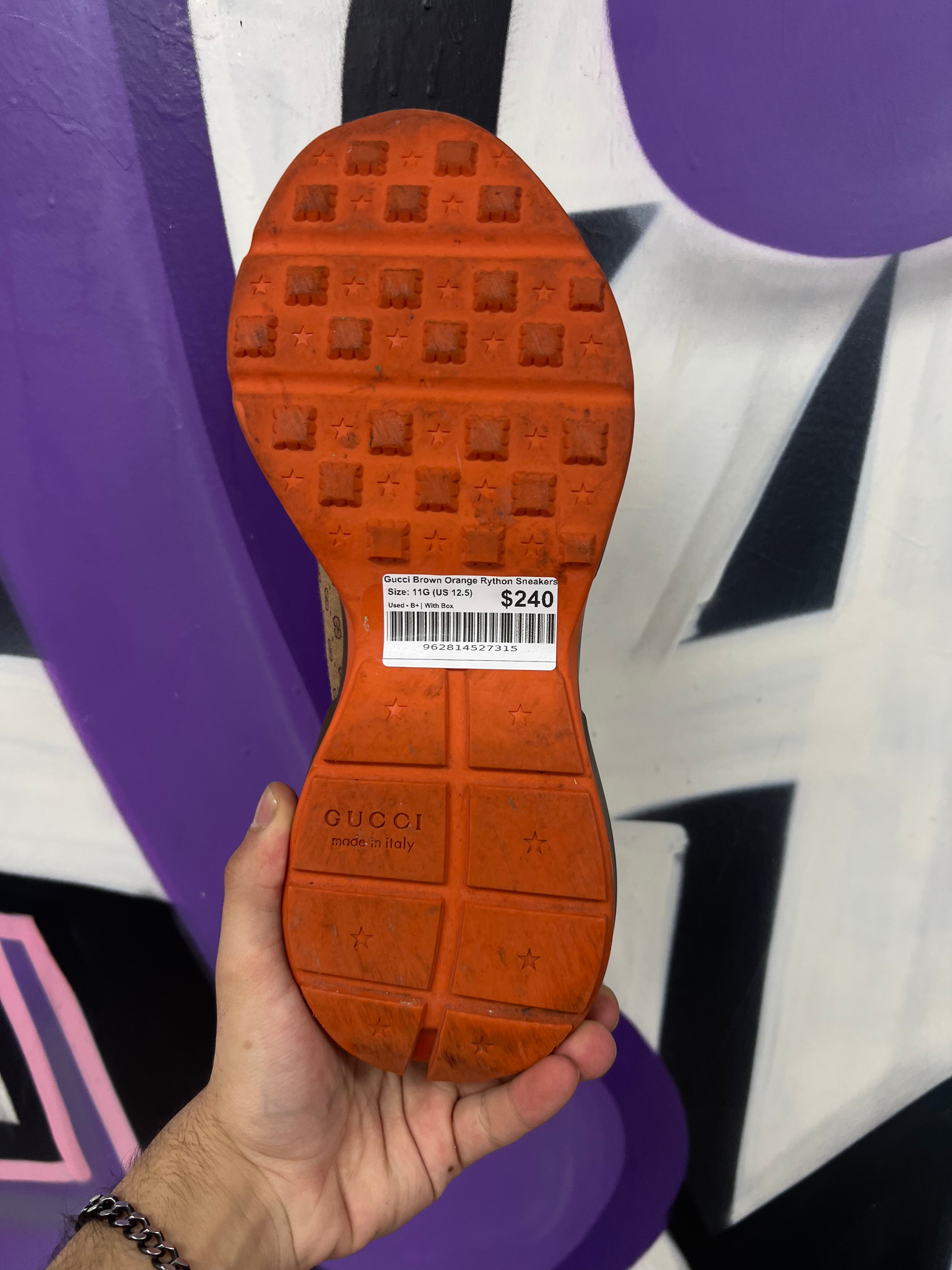 Gucci Brown Orange Rython Sneakers