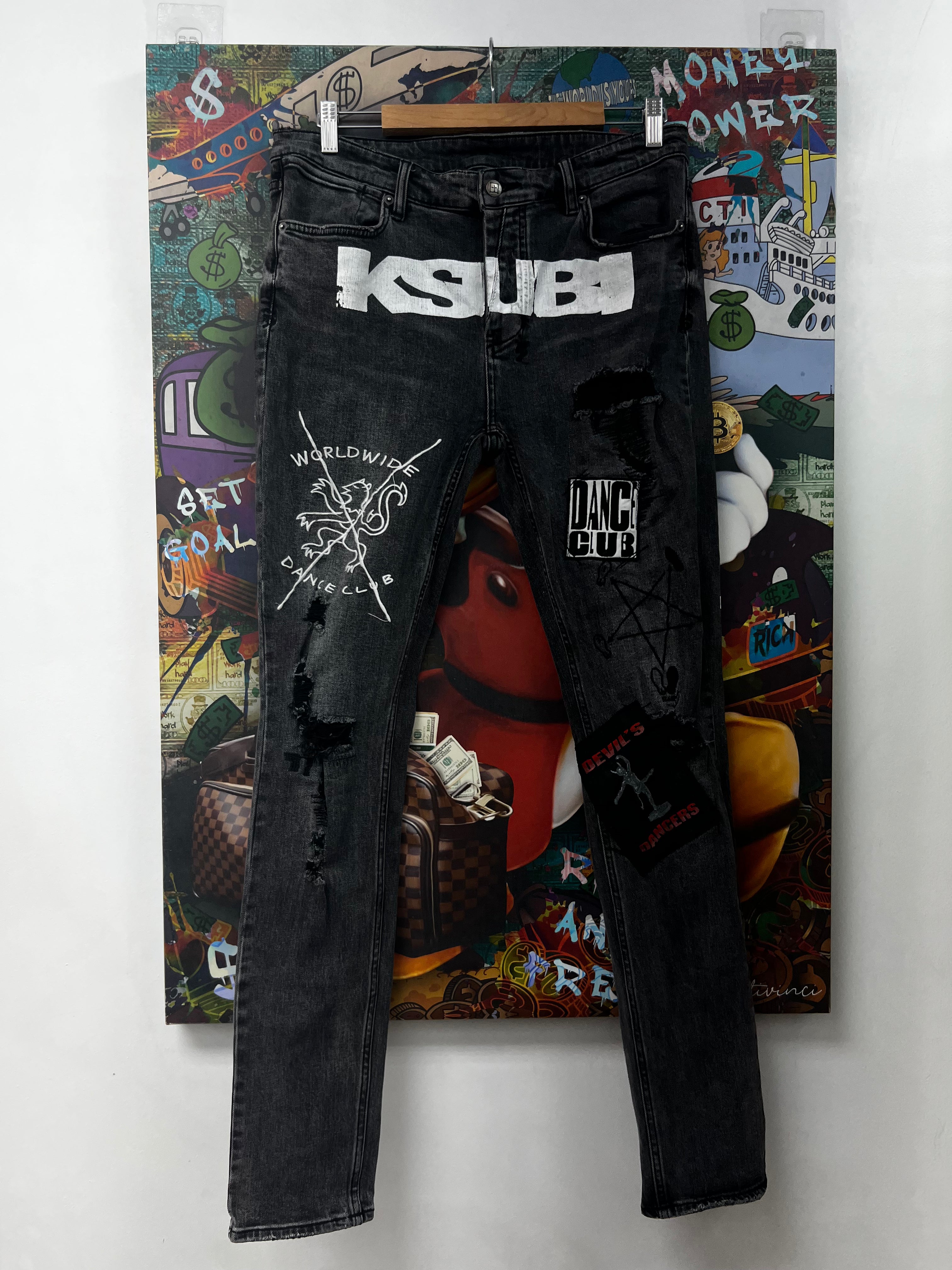 Ksubi Black Wash Patchwork Jeans