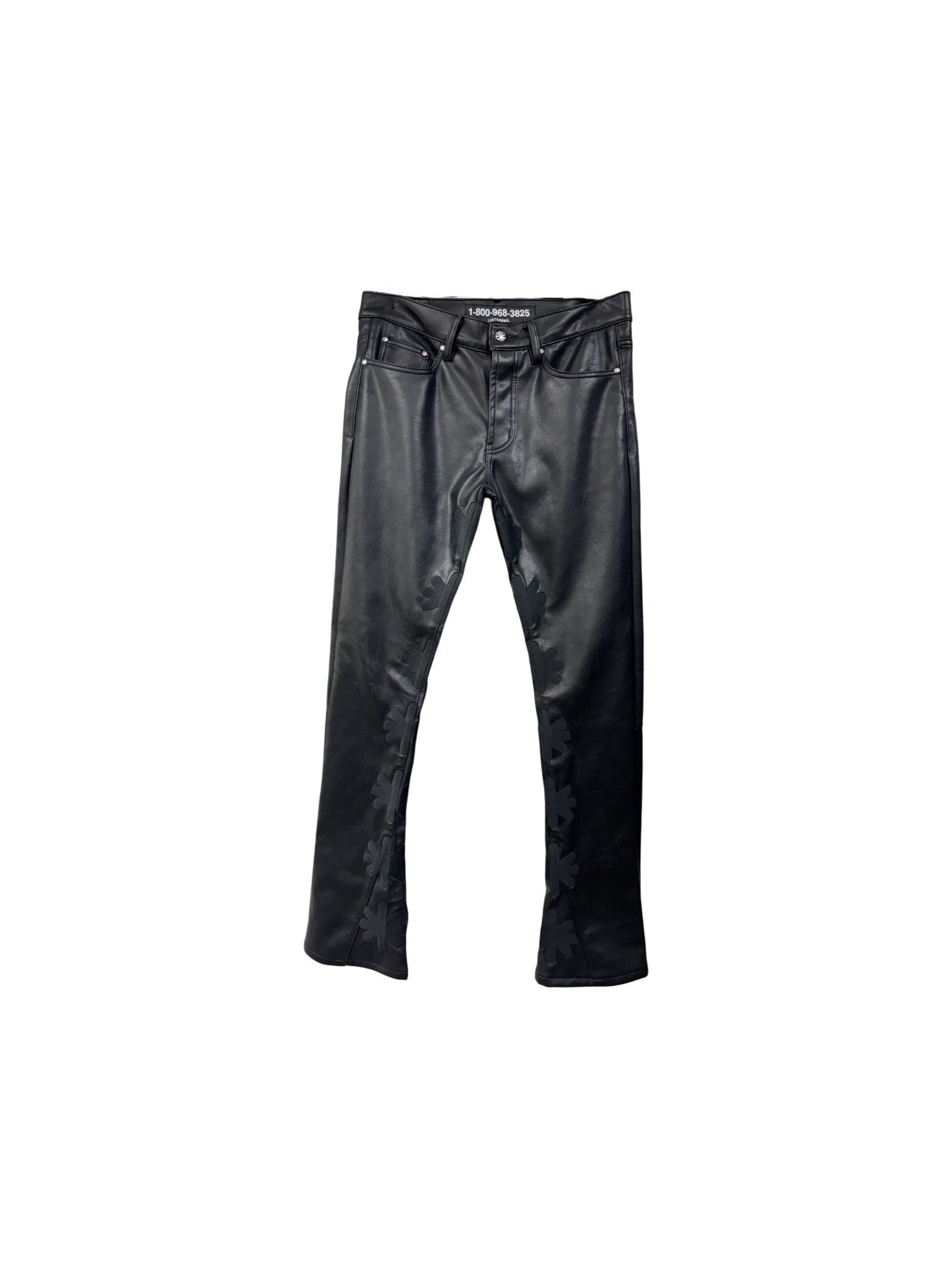 LOST SHDWS Tonal Leather Black Jeans