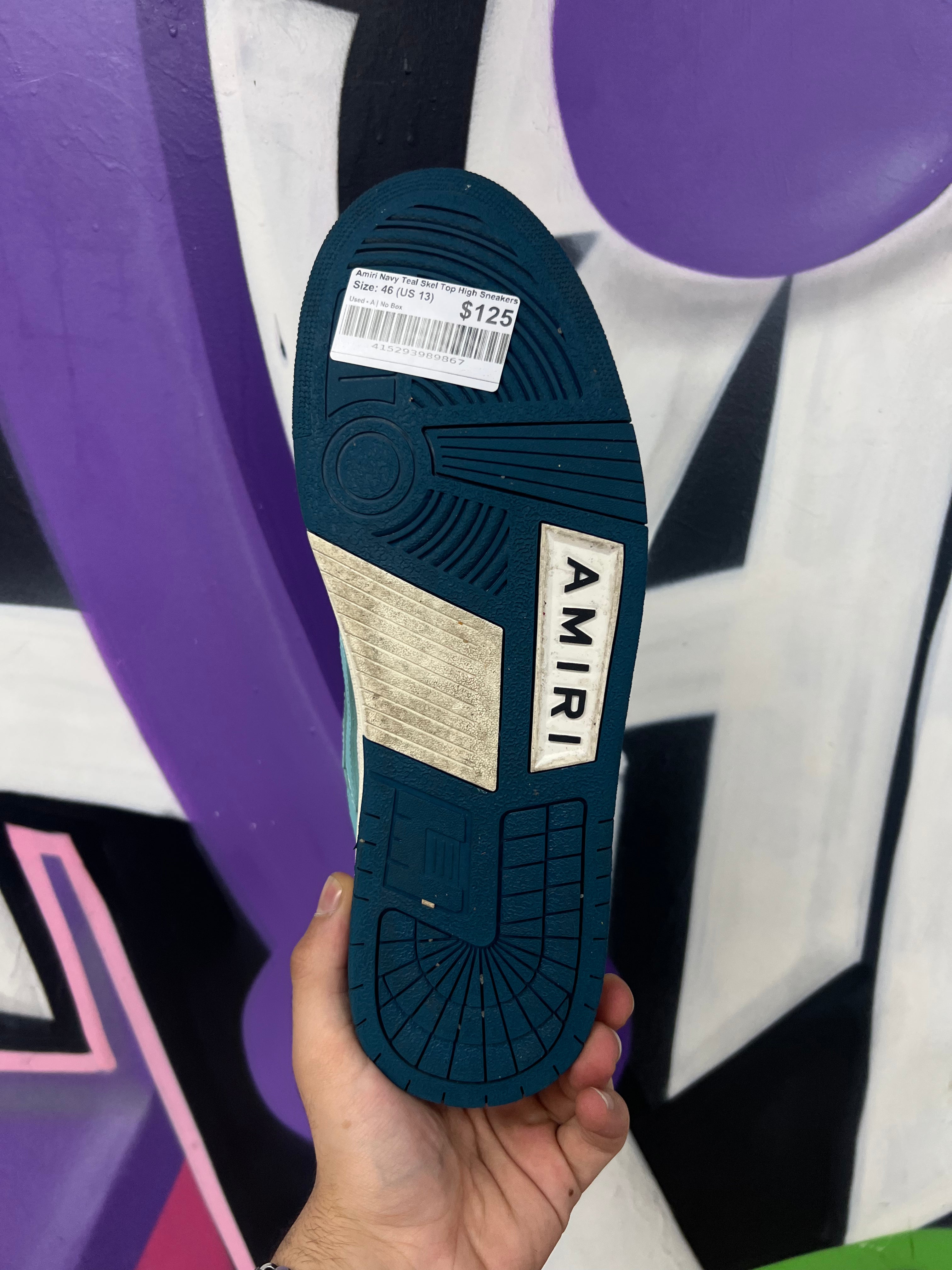 Amiri Navy Teal Skel Top High Sneakers