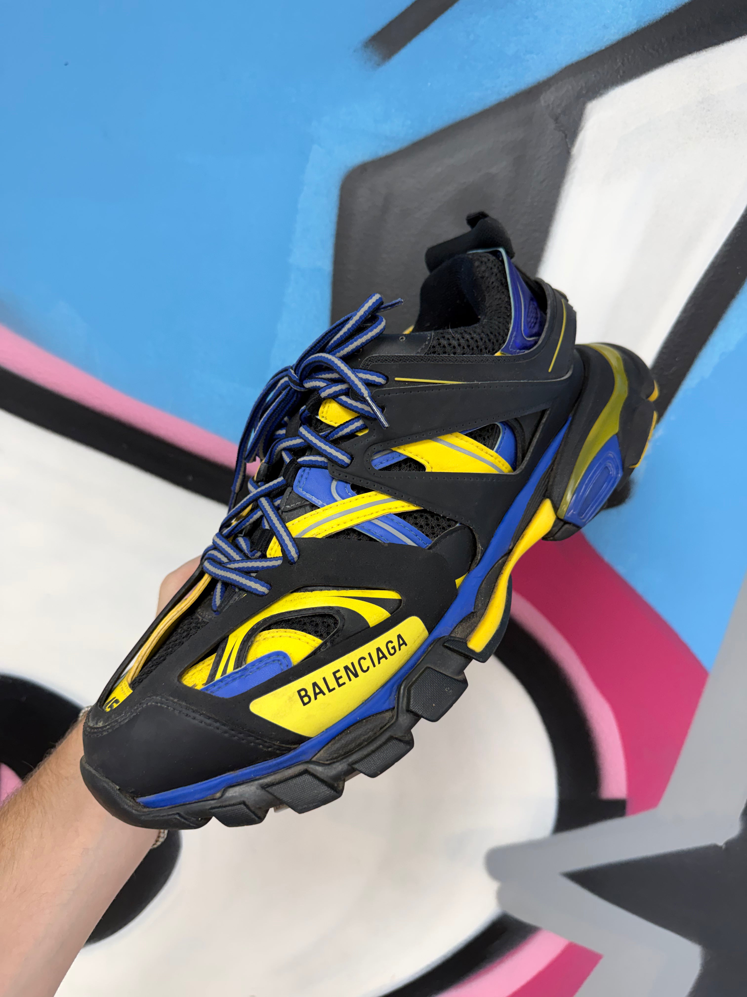 Balenciaga Navy Yellow Track Sneakers