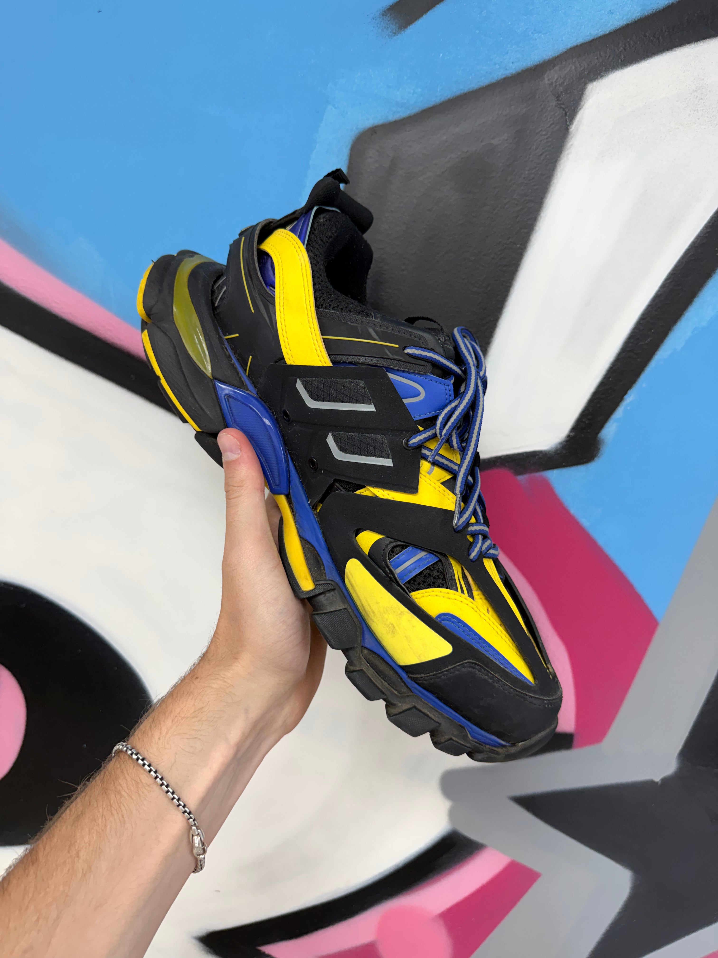 Balenciaga Navy Yellow Track Sneakers