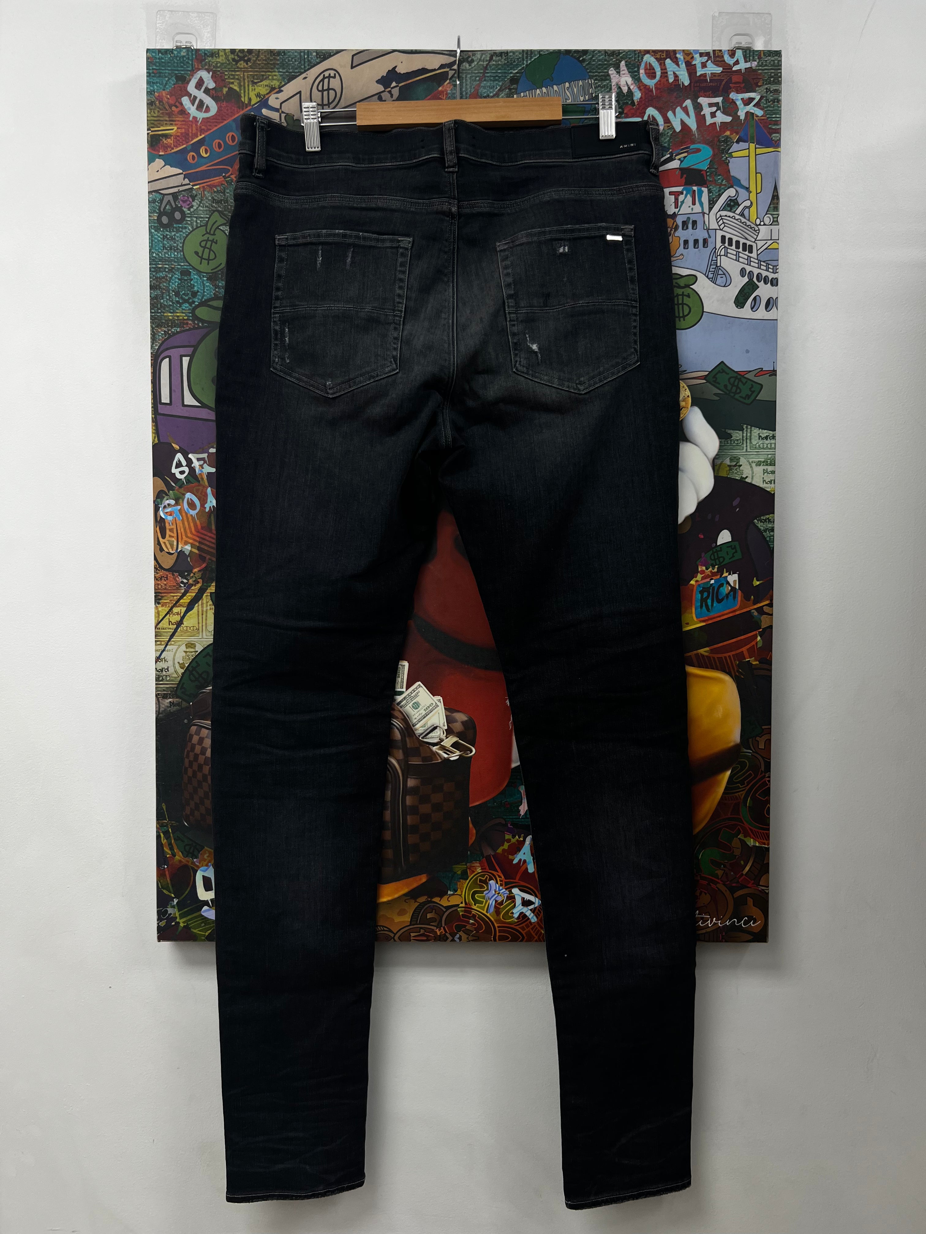 Amiri MX1 Grey Black Patch Jeans