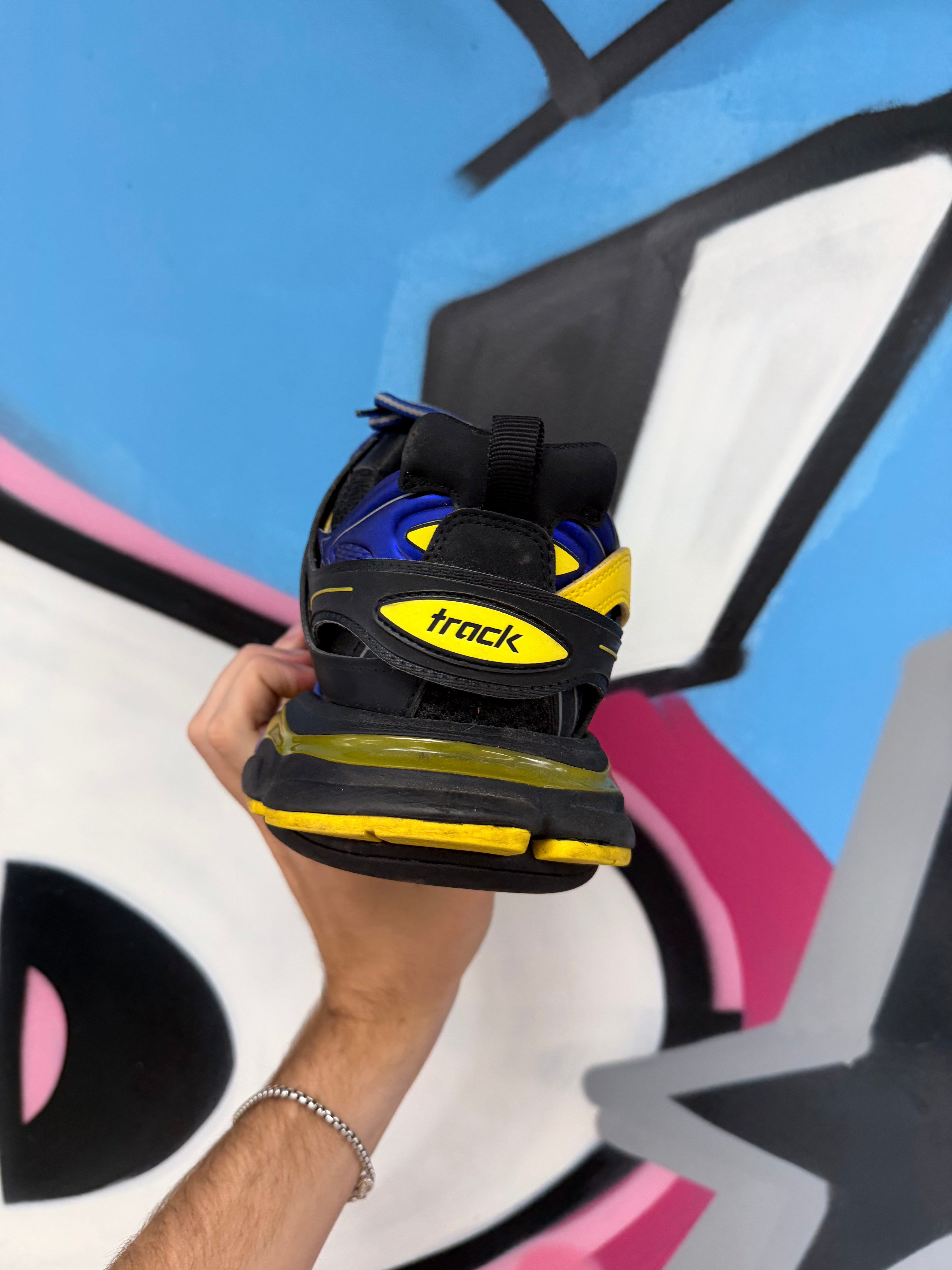 Balenciaga Navy Yellow Track Sneakers