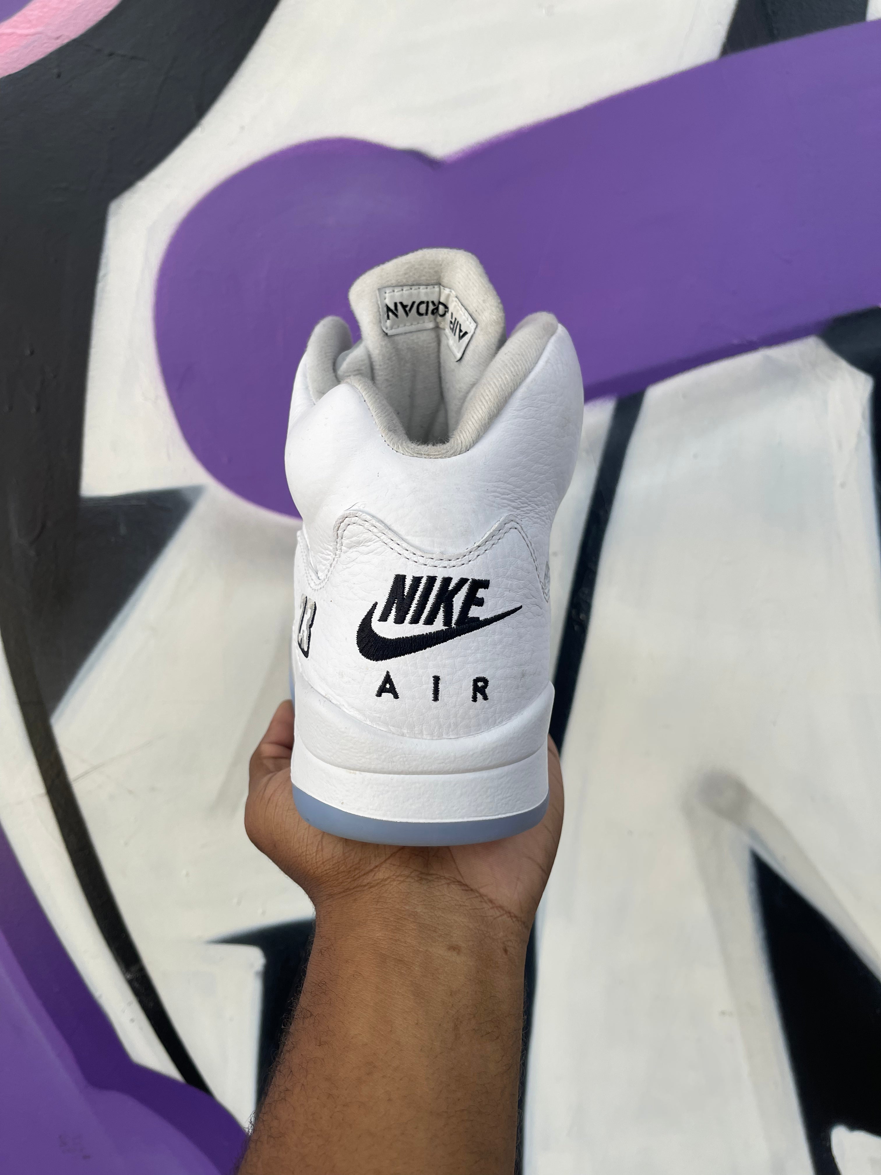 Jordan 5 White Metallic Sneakers