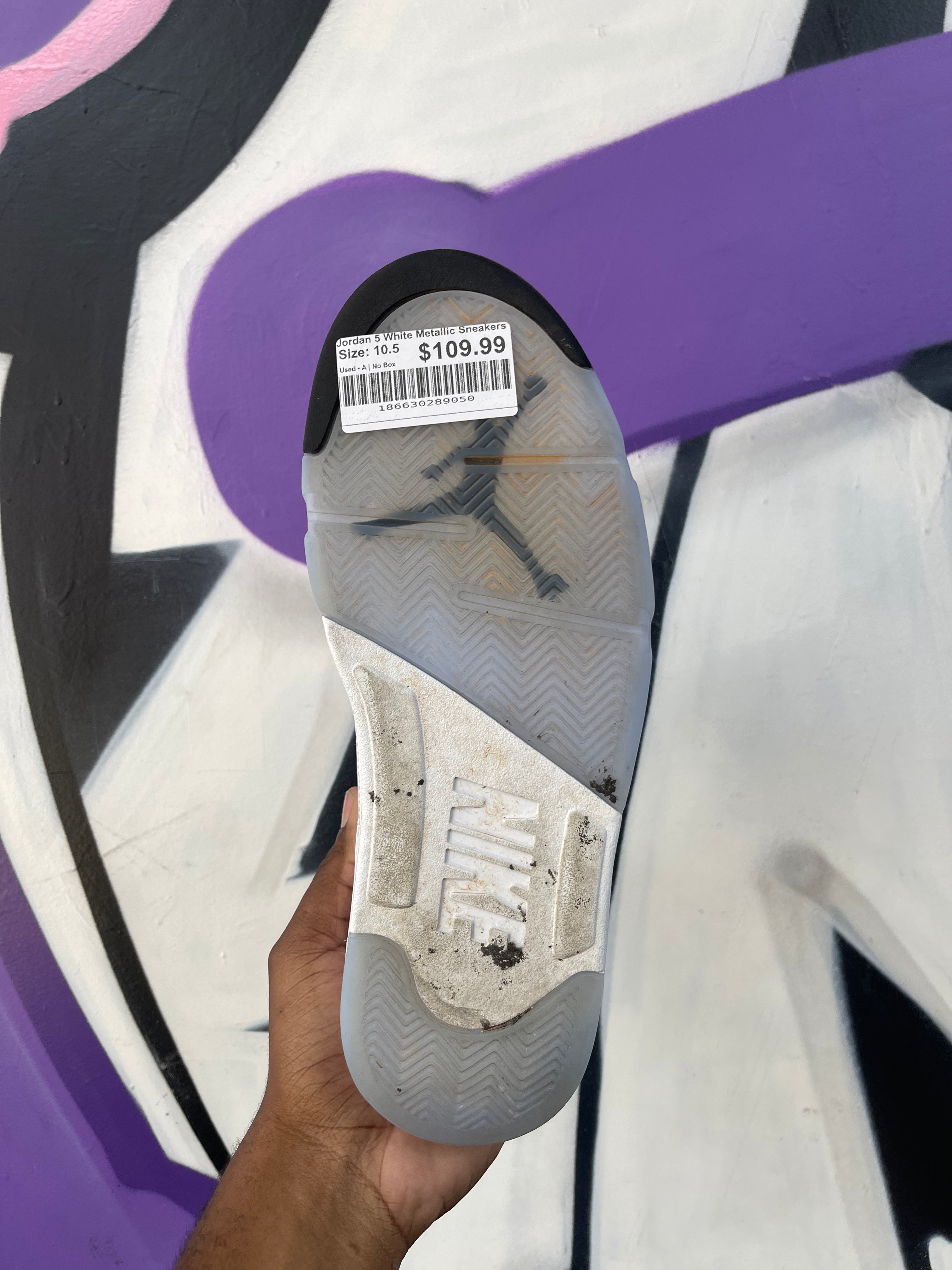 Jordan 5 White Metallic Sneakers