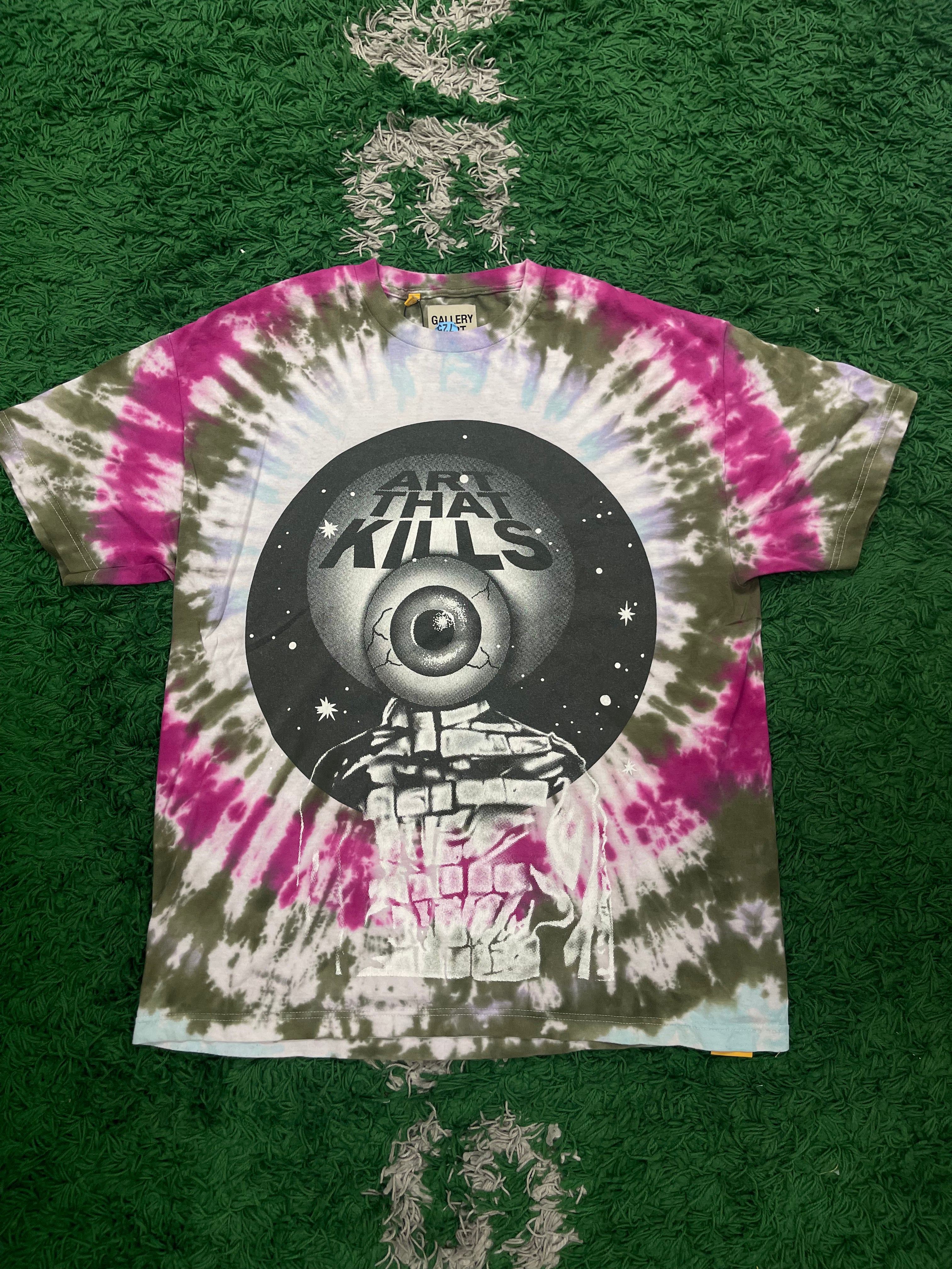 Gallery Tee Tie Dye ATK Green Purple Used Large