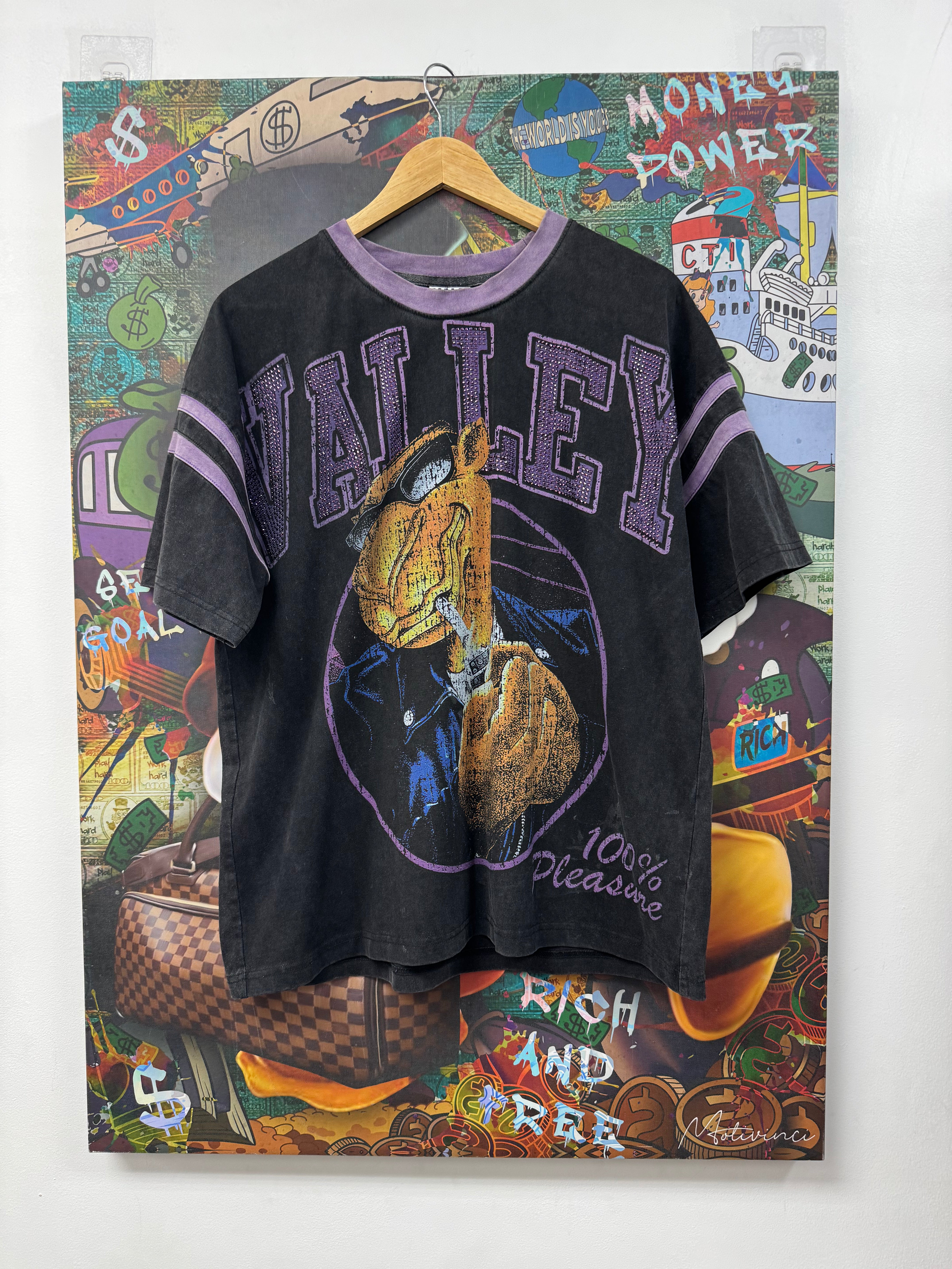 Vale Black Purple Camel Rhinestone Tee