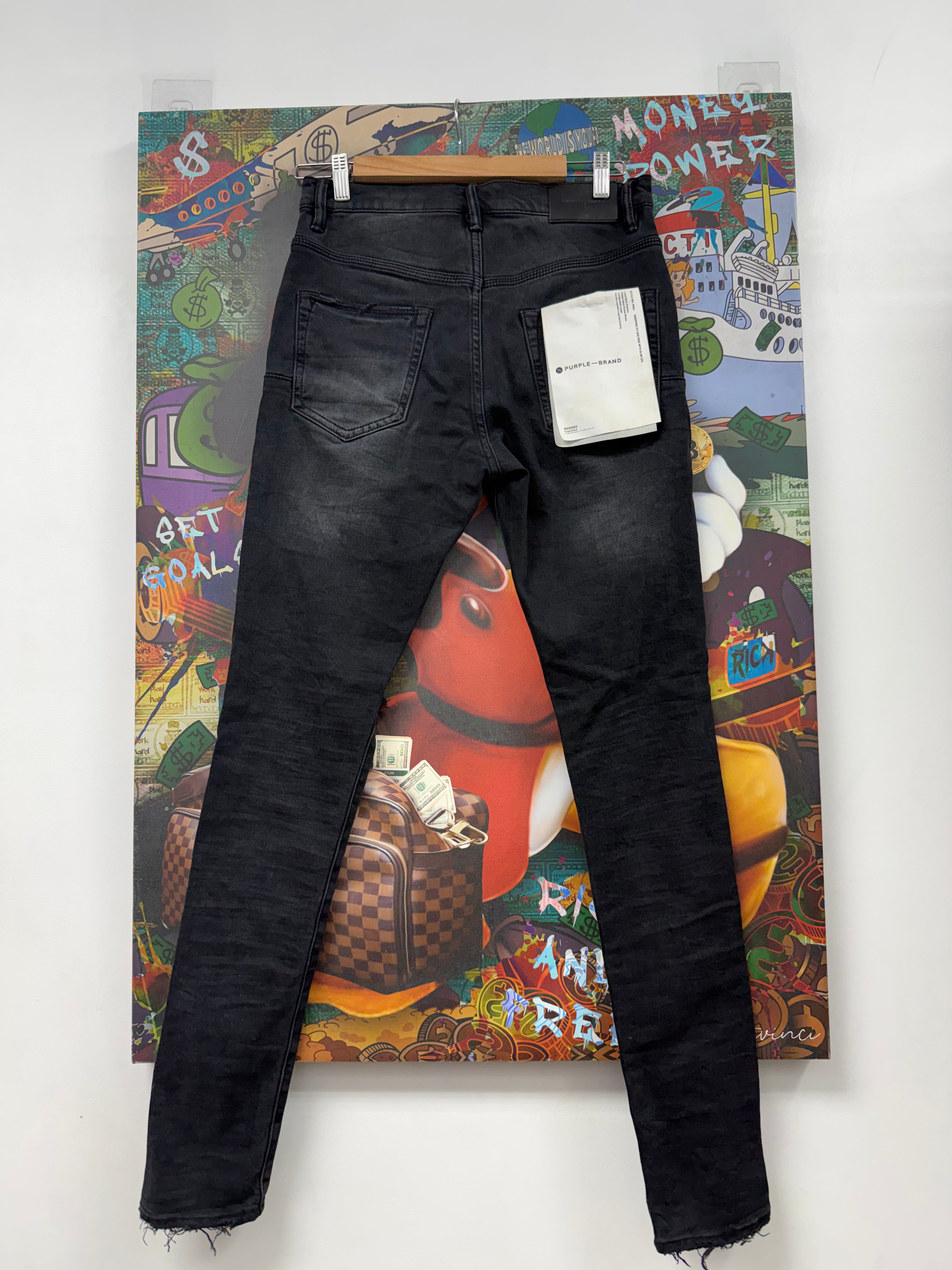 Purple Brand Black Knee Rip P002 Jeans