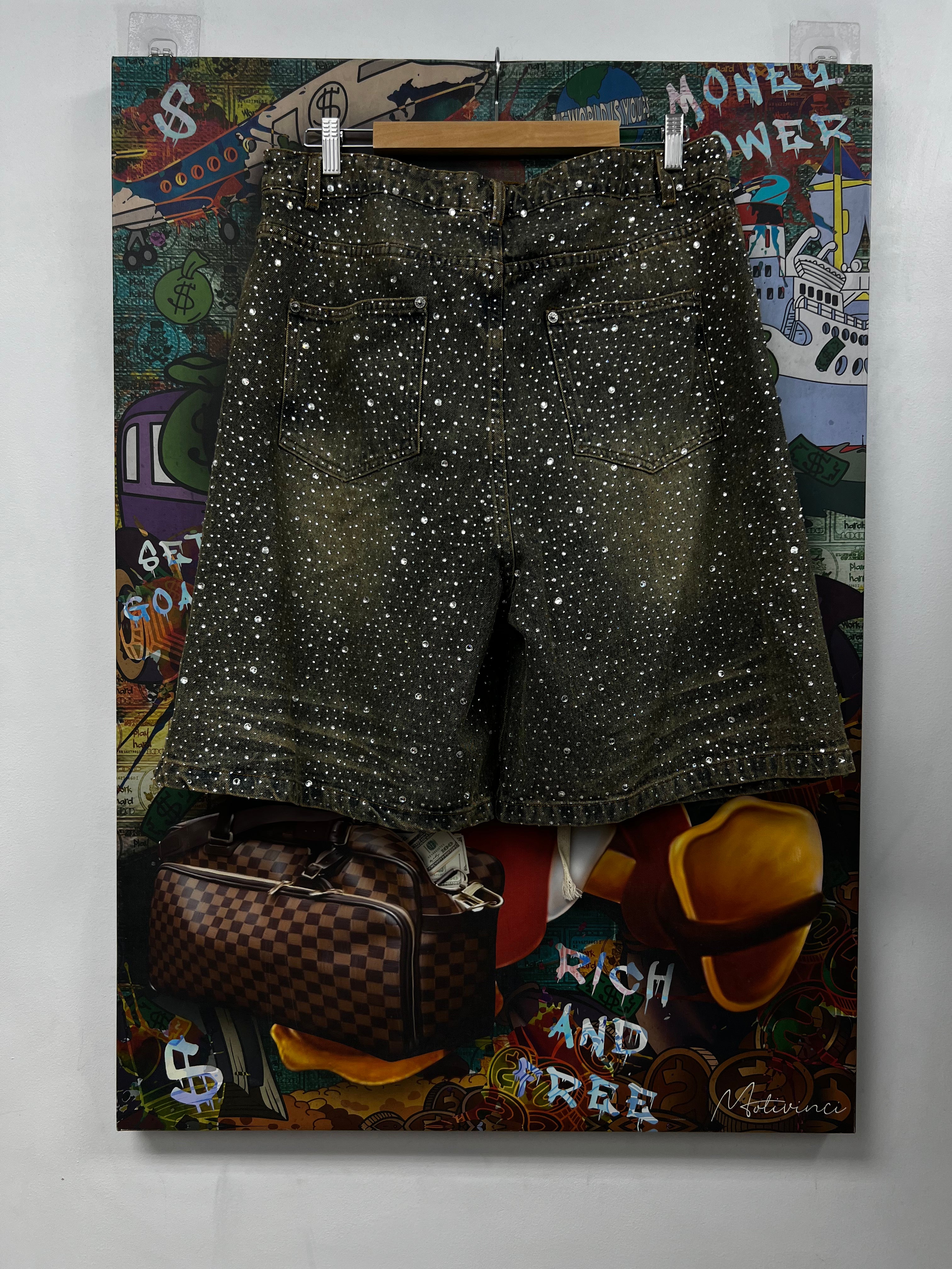 Vale Mid Wash Rhinestone Shorts