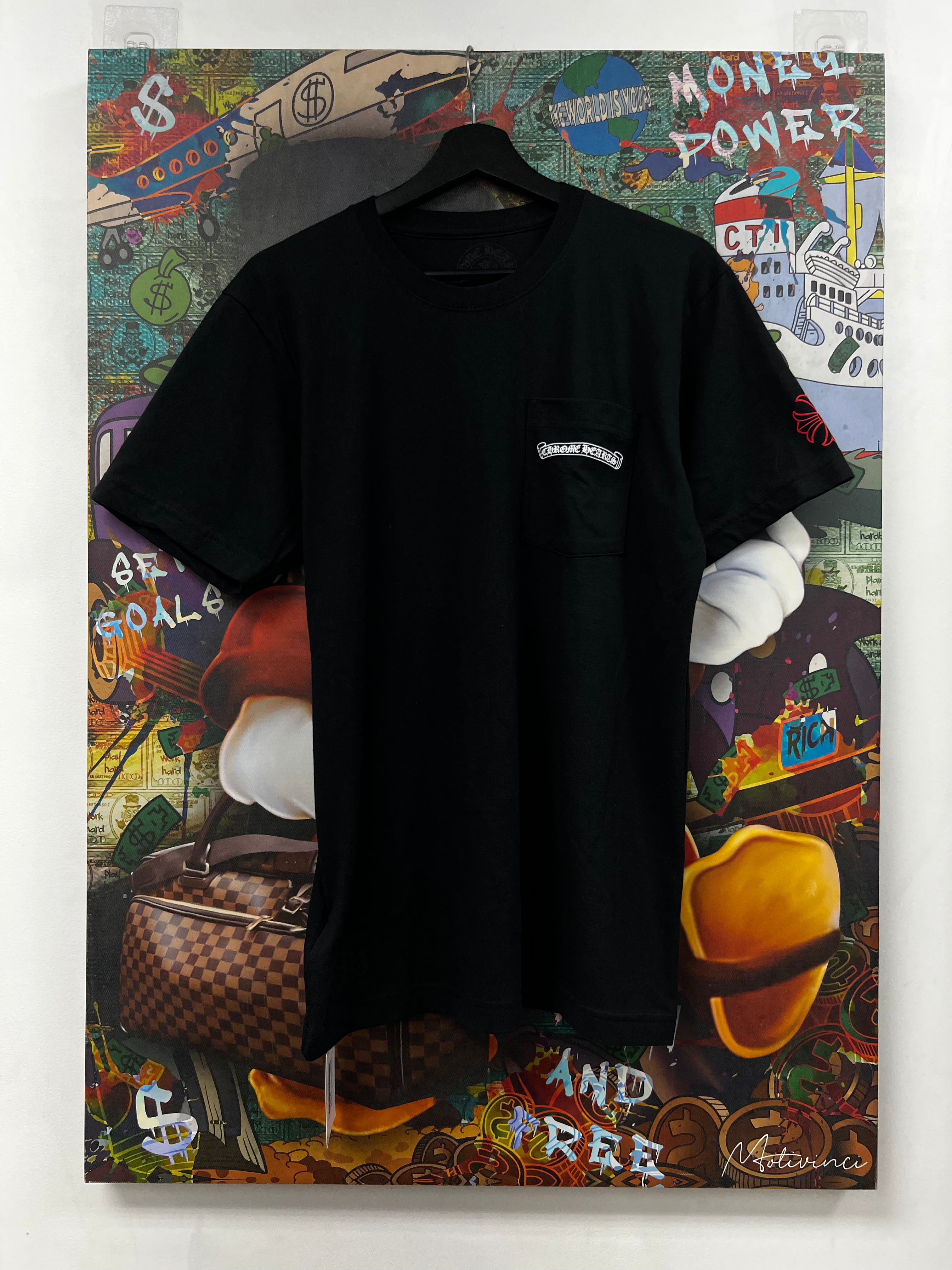 Chrome Hearts Black Red NYC Scroll Logo Tee