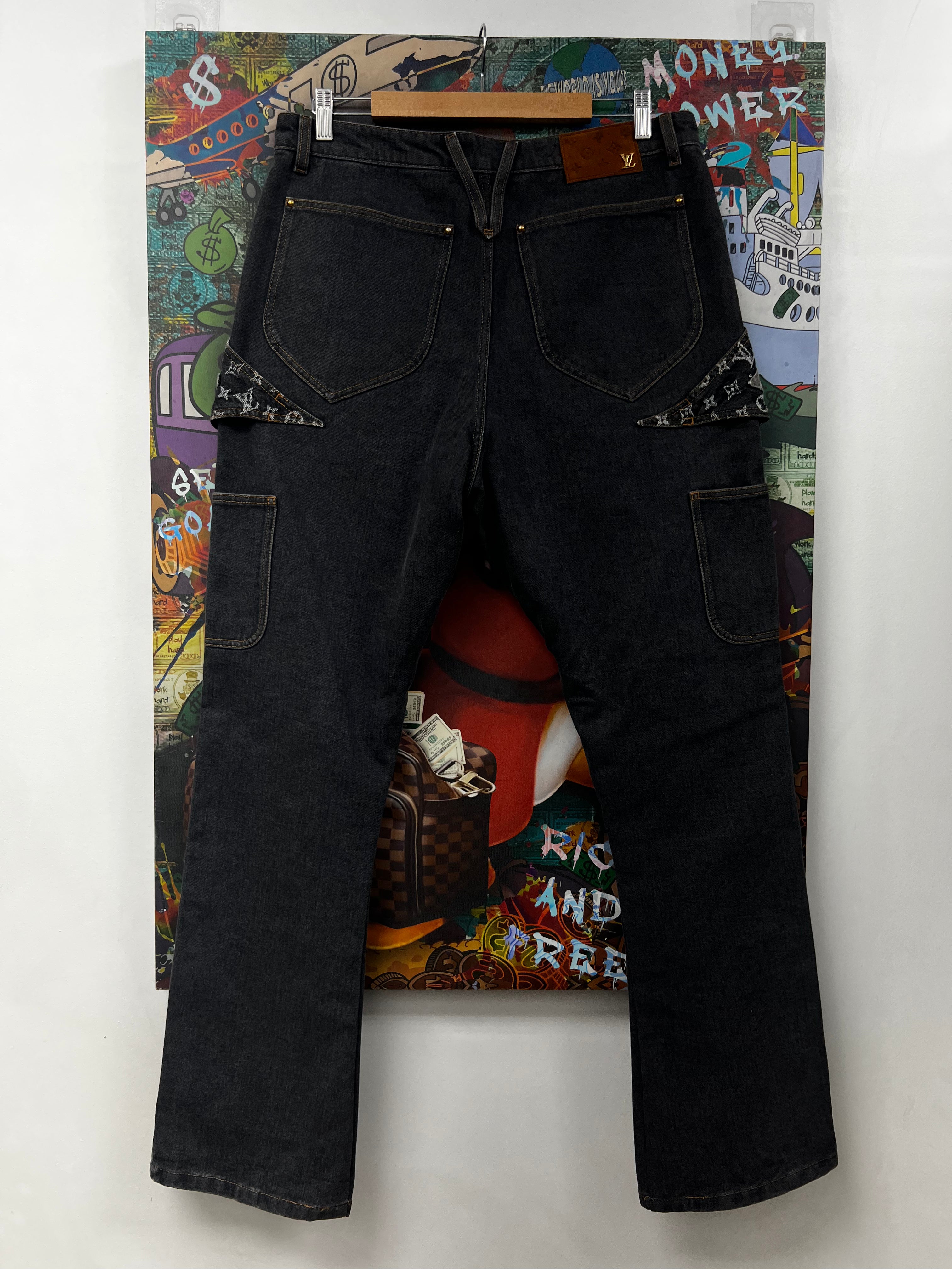 Louis Vuitton Grey Monogram Flower Print Jeans