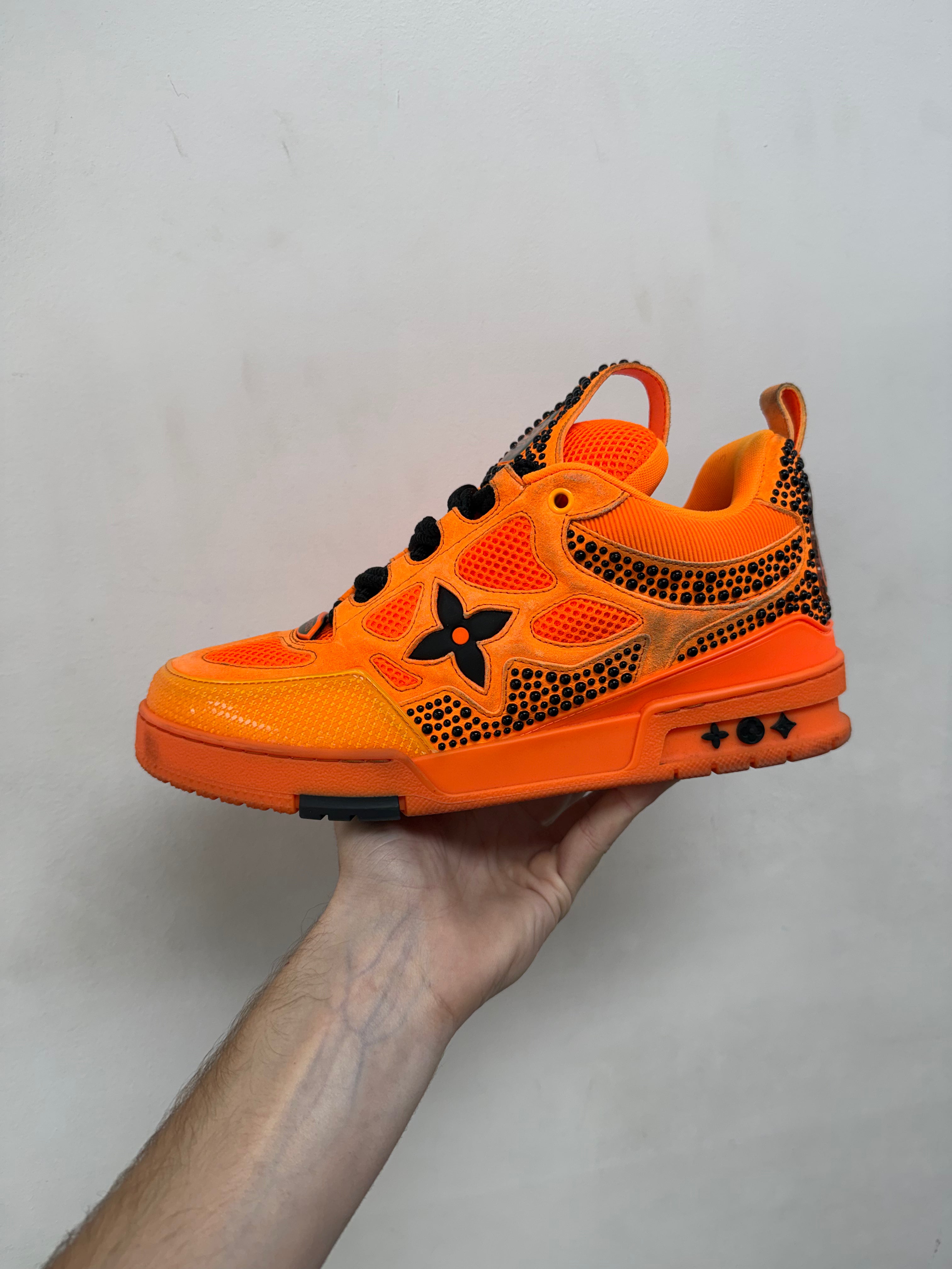 Louis Vuitton Orange Black Studded Skate Sneakers