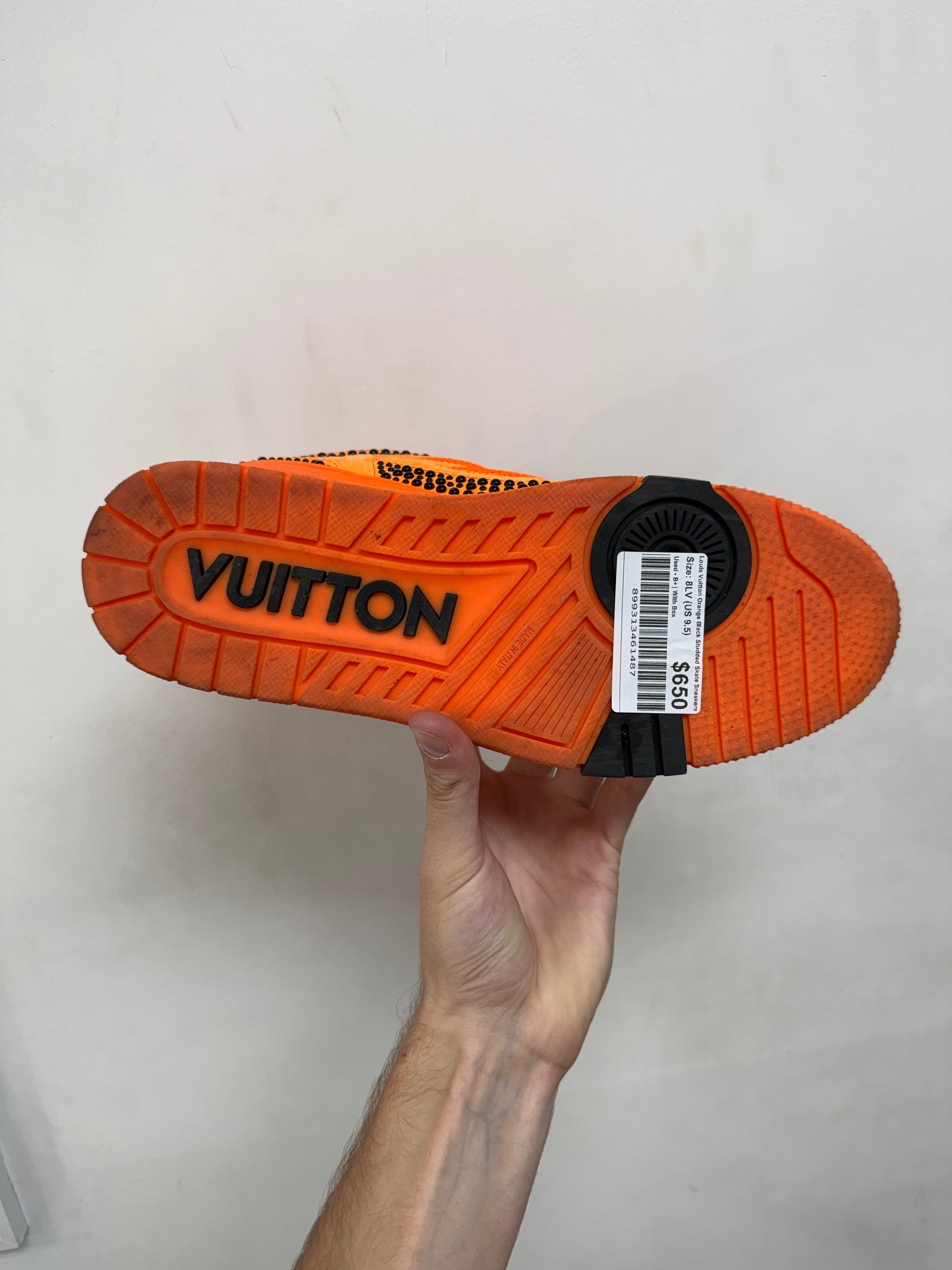 Louis Vuitton Orange Black Studded Skate Sneakers