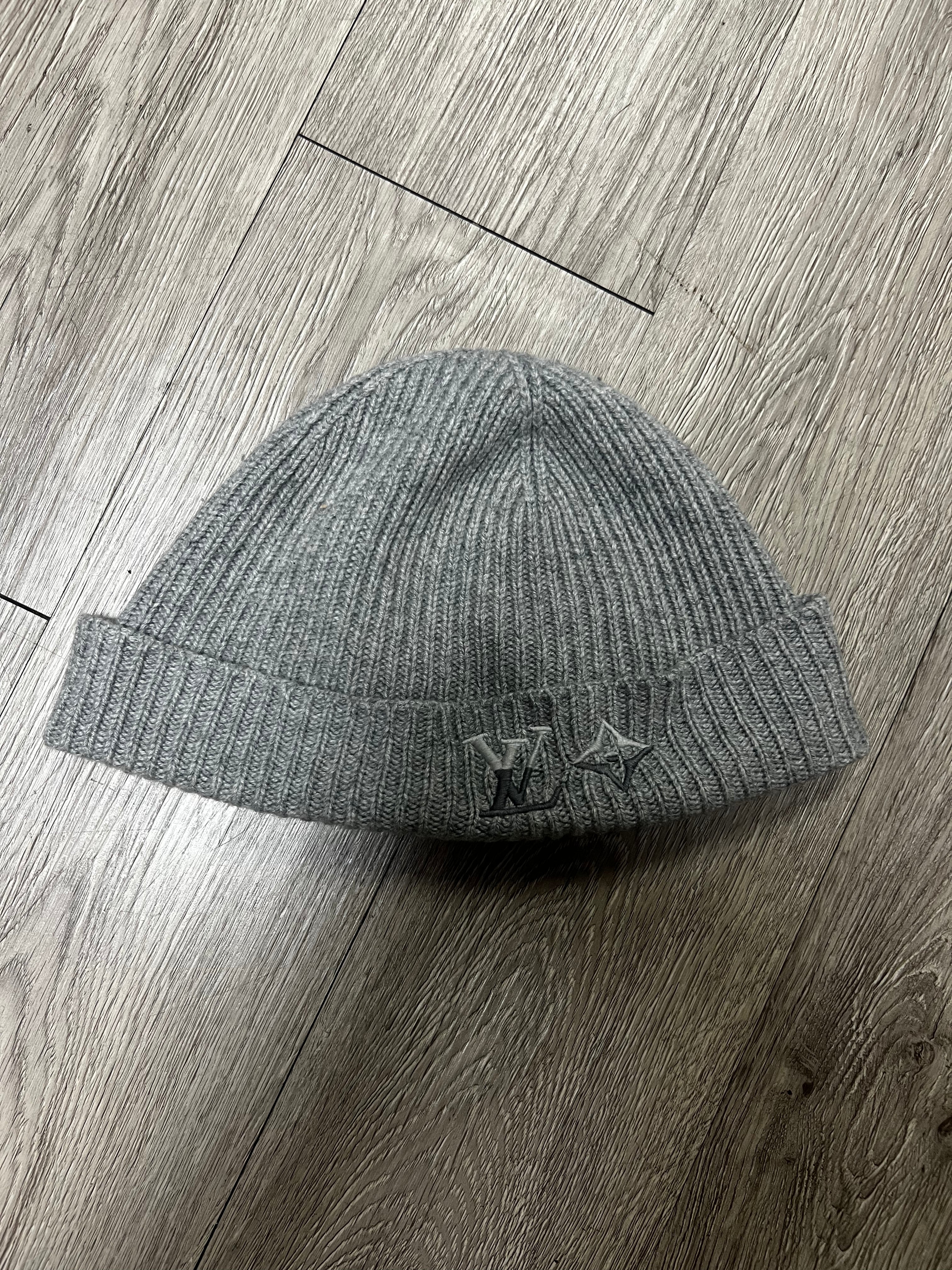 Louis Vuitton Grey Knit Dual Logo Beanie