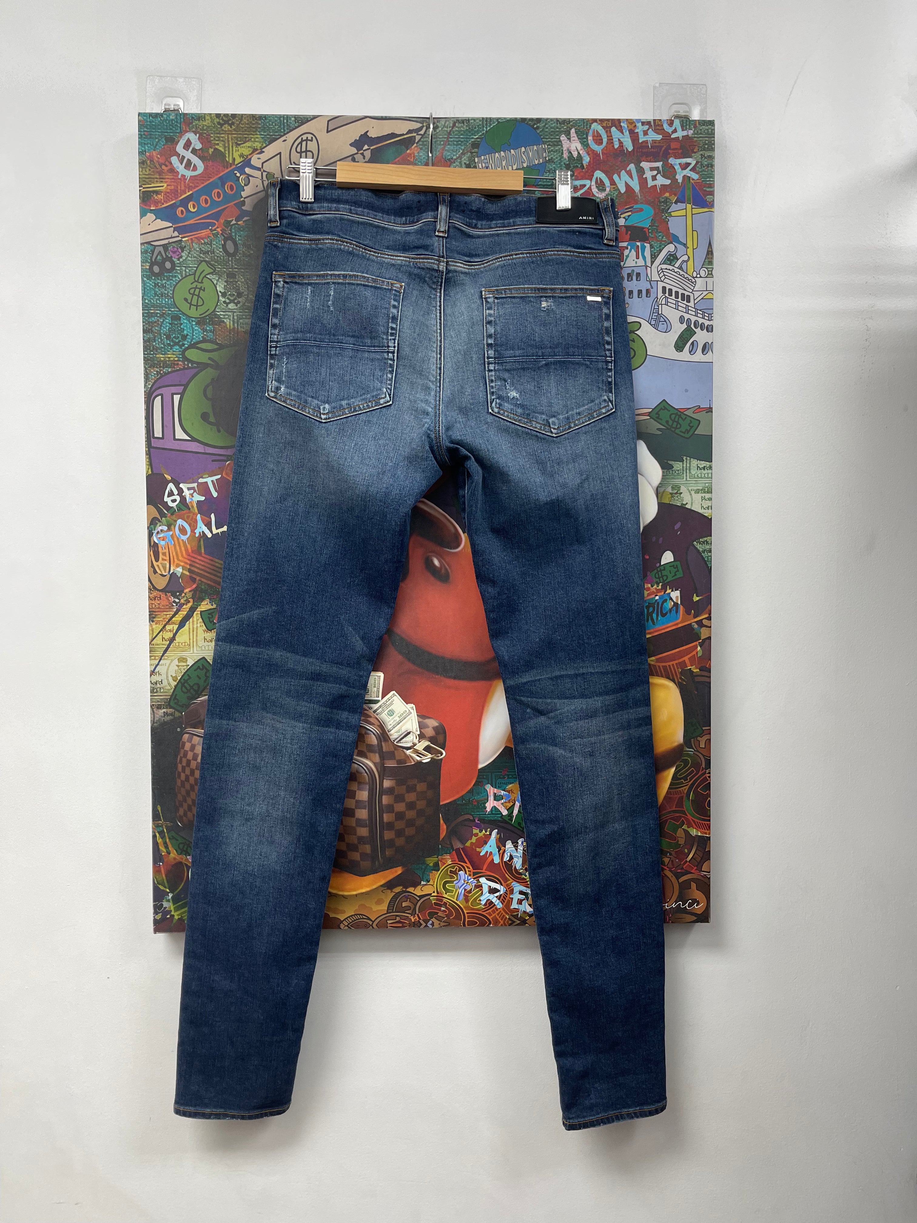 Amiri MX1 Deep Classic Red Bandana Patch Jeans