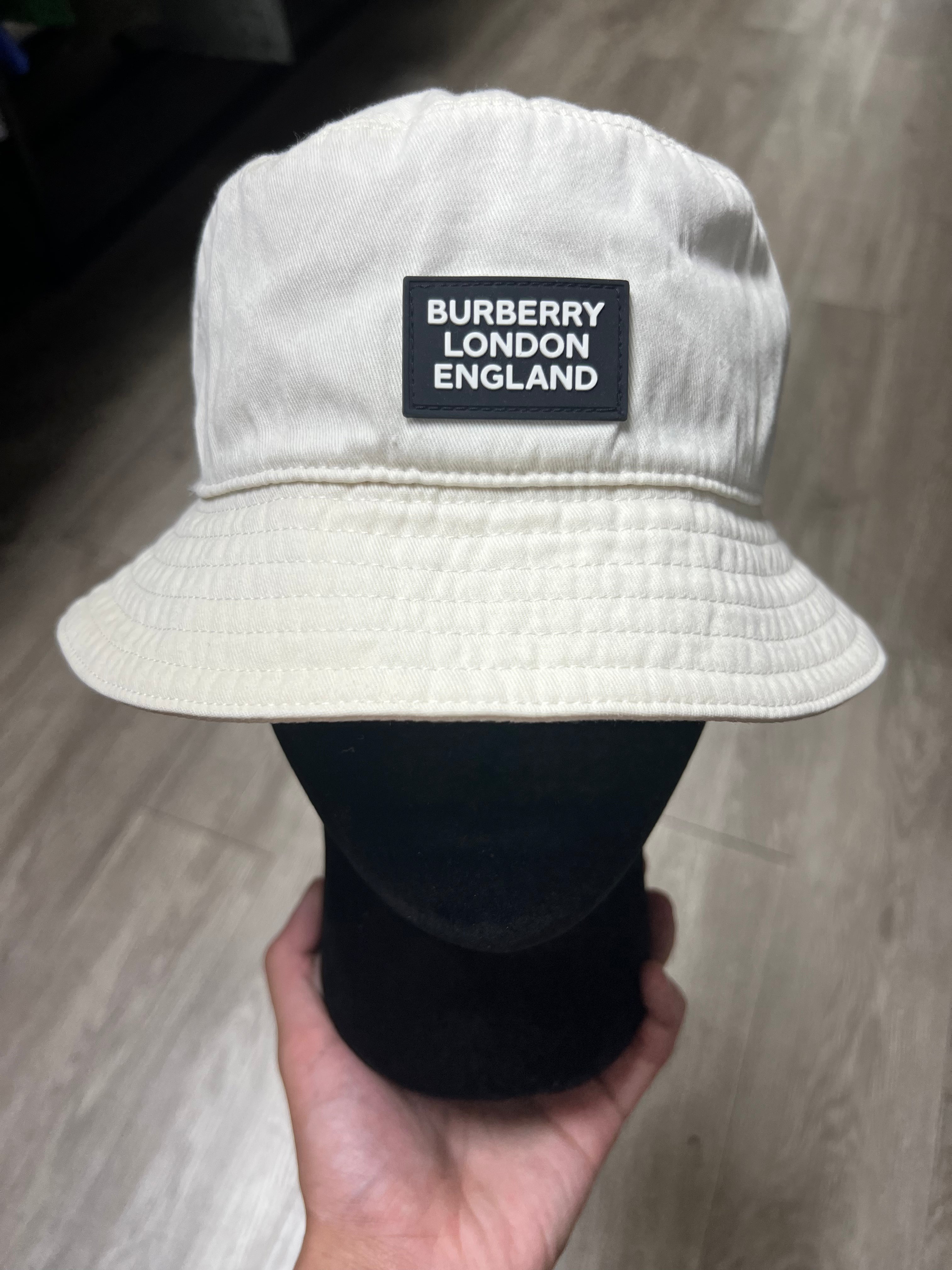 Burberry Off White Rubber Patch Bucket Hat
