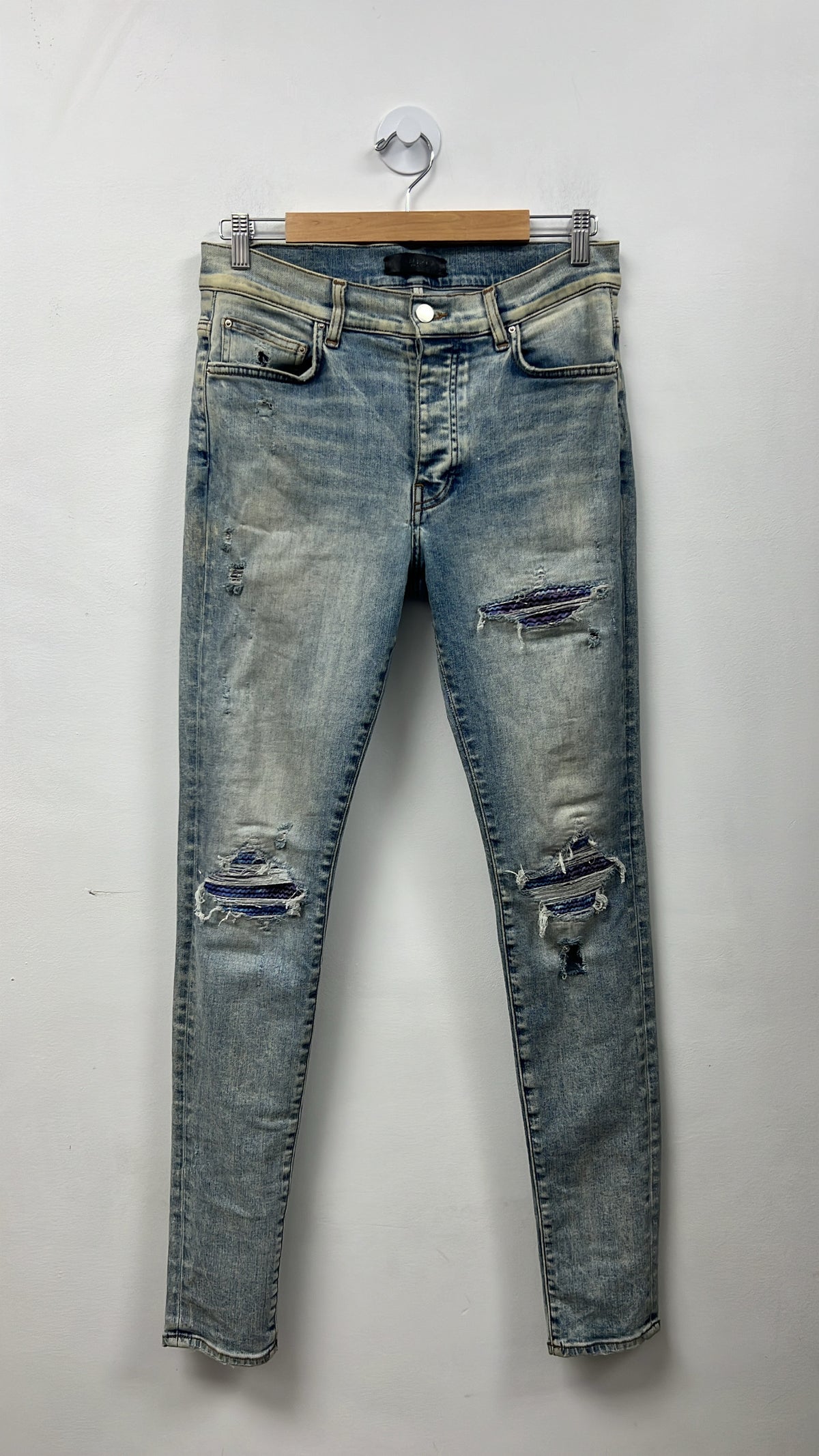 Amiri MX1 Stone Wash Aqua Patch Jeans