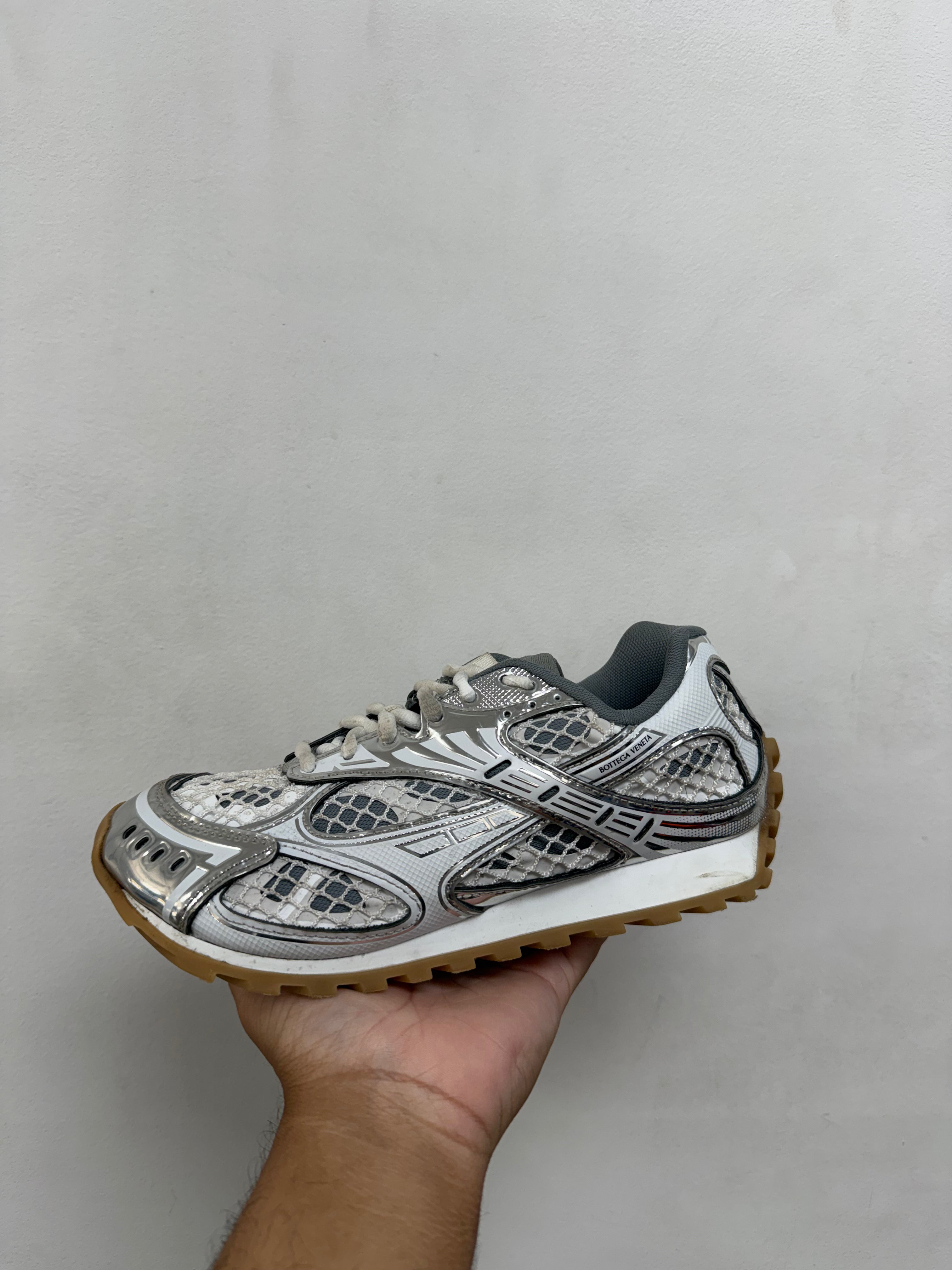Bottega Veneta White Silver Orbit Sneakers