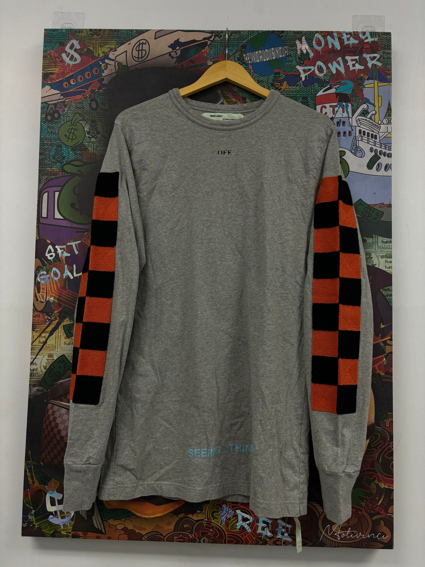 Off White grey Orange LS Used Small N/A