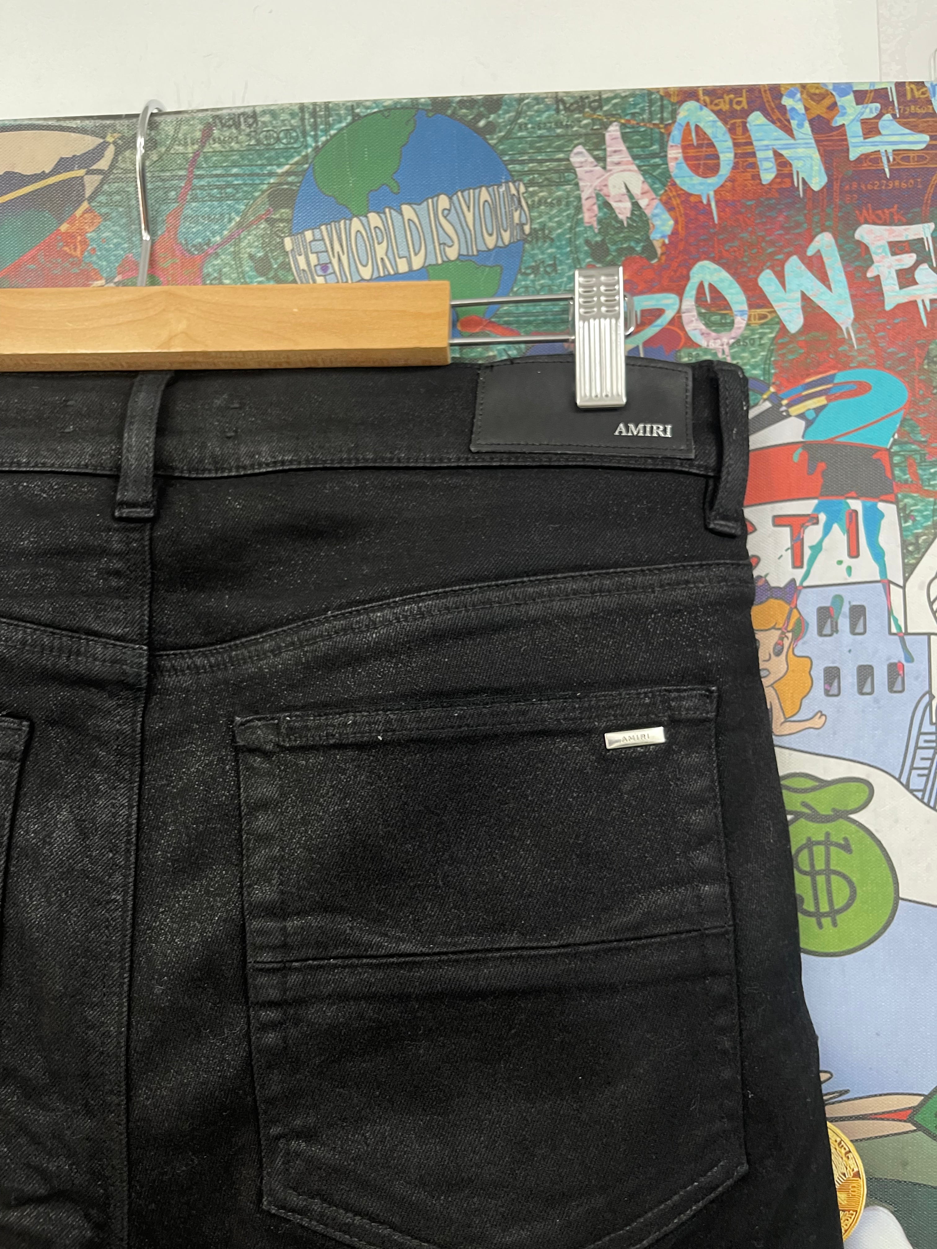 Amiri "MX1" Black Wax Patch Black Jeans