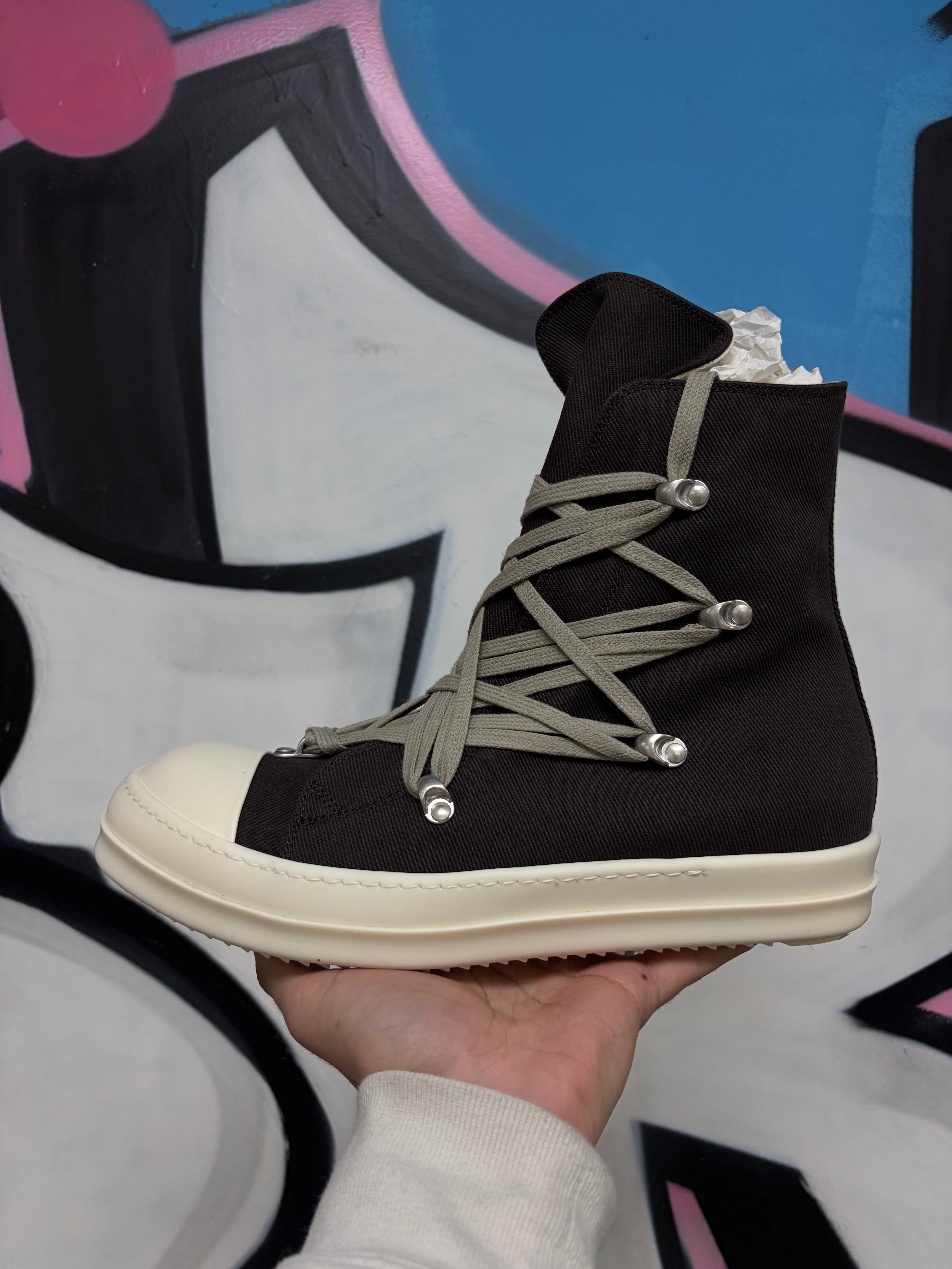 Rick Owens Brown Mega Lace Ramone High Sneakers