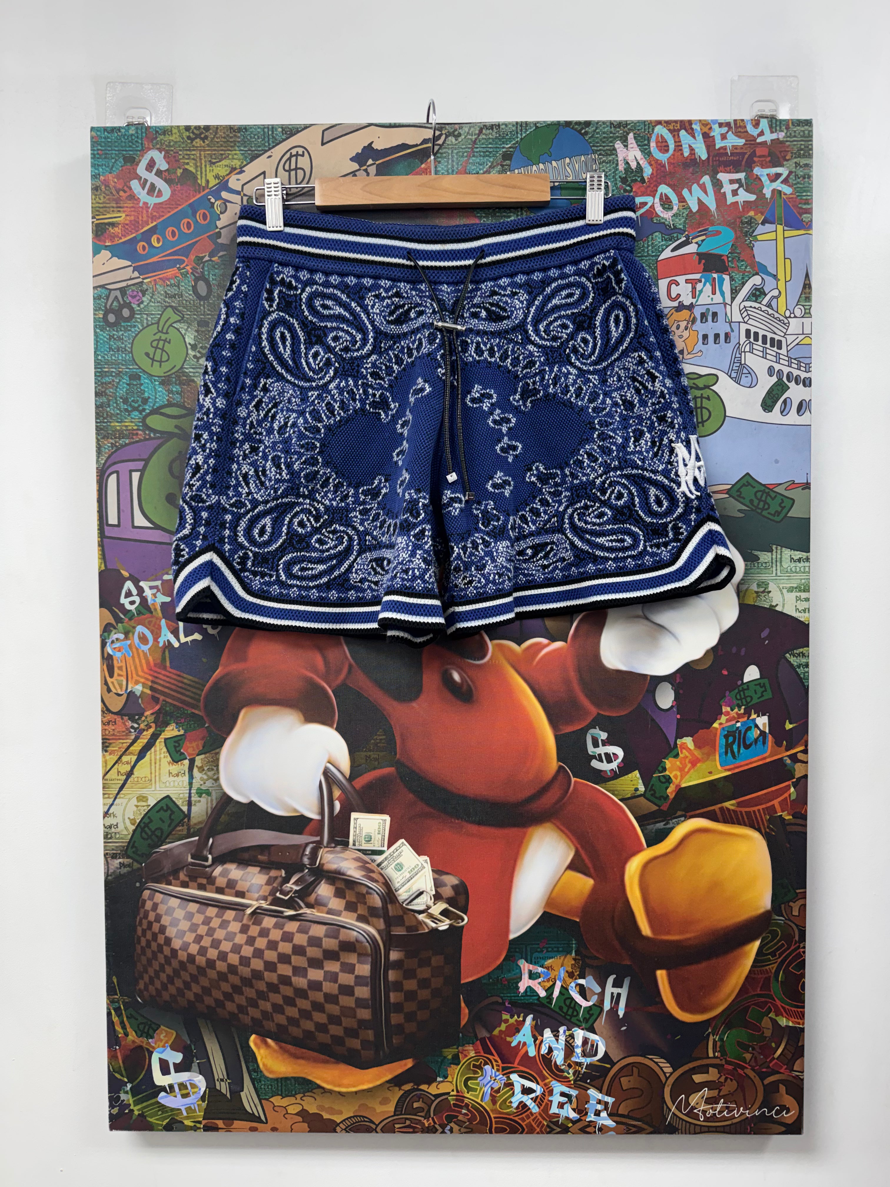 Amiri Blue MA Knit Paisley Shorts