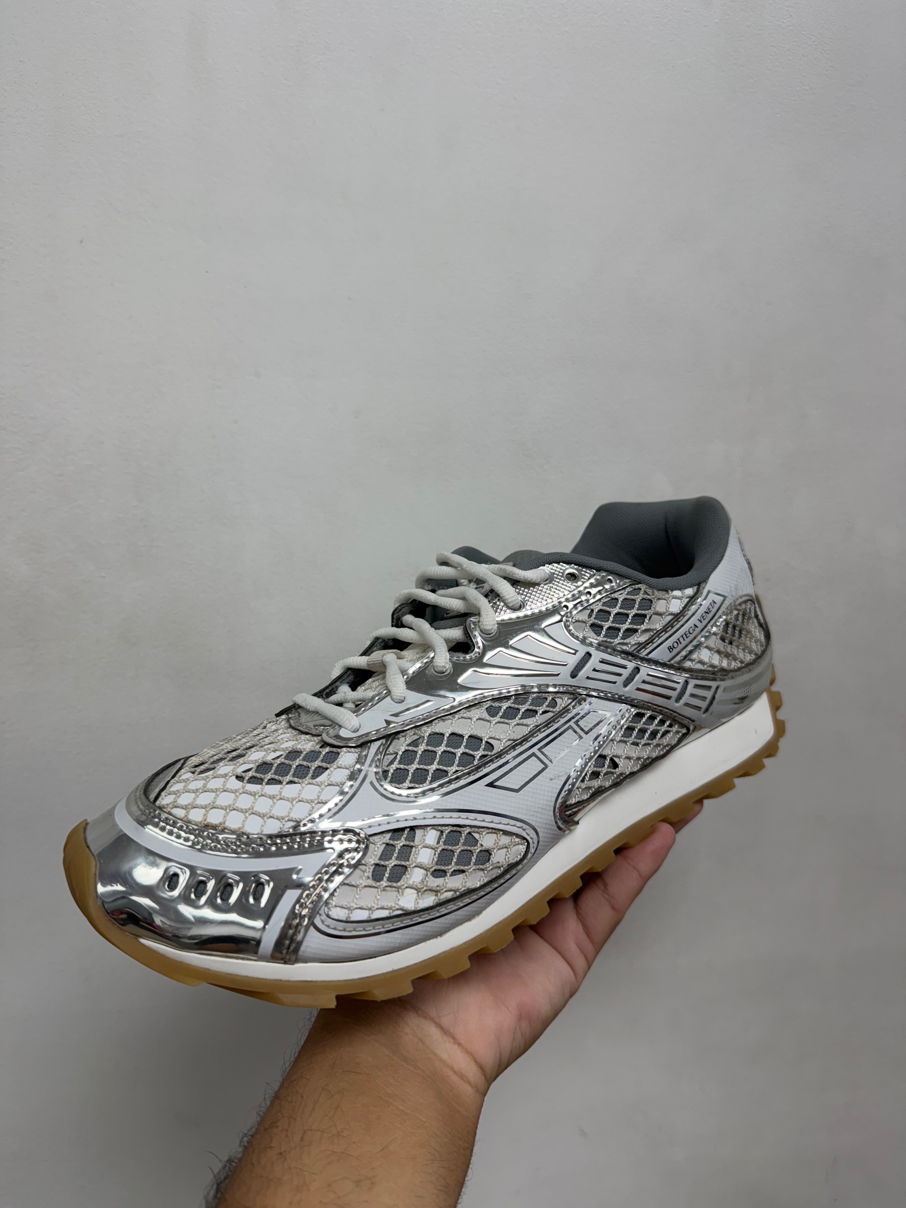 Bottega Veneta White Silver Orbits Sneakers