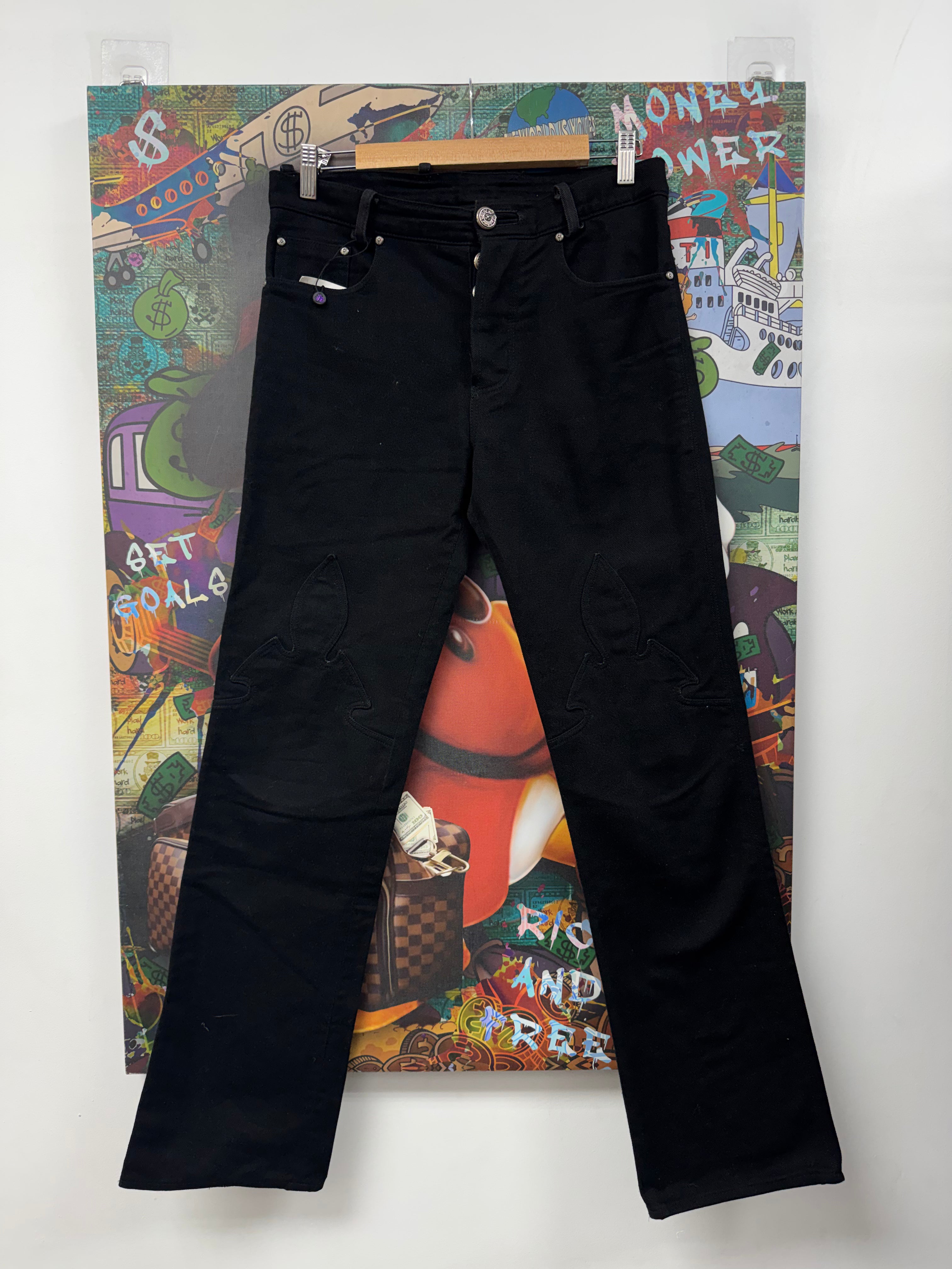 Chrome Hearts Black Fleur Knee Jeans