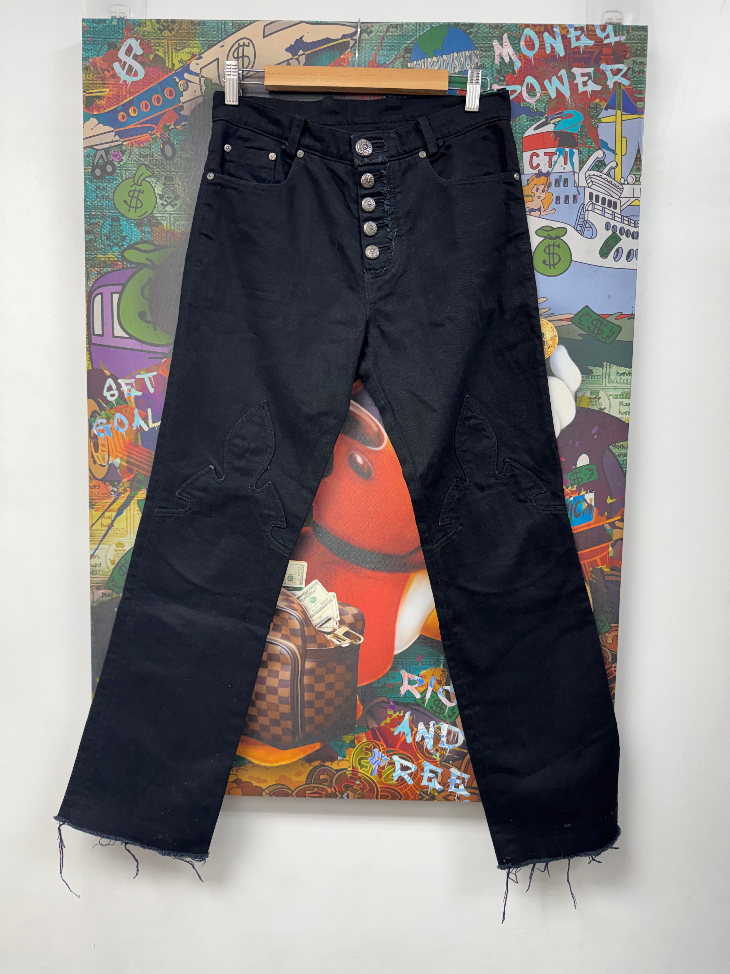Chrome Hearts Black Fleur Knee Jeans