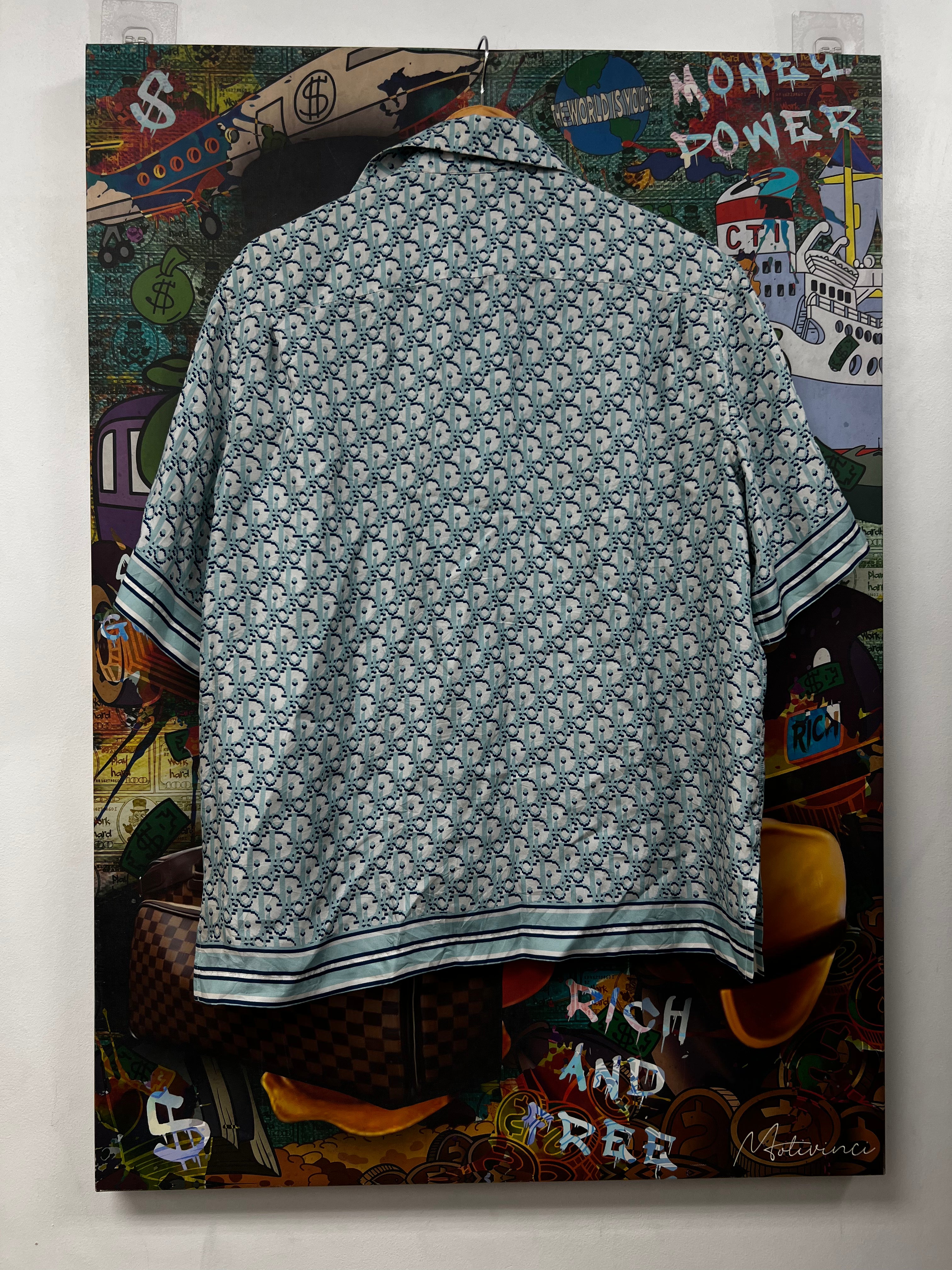 Dior Baby Blue Oblique Silk Button Up