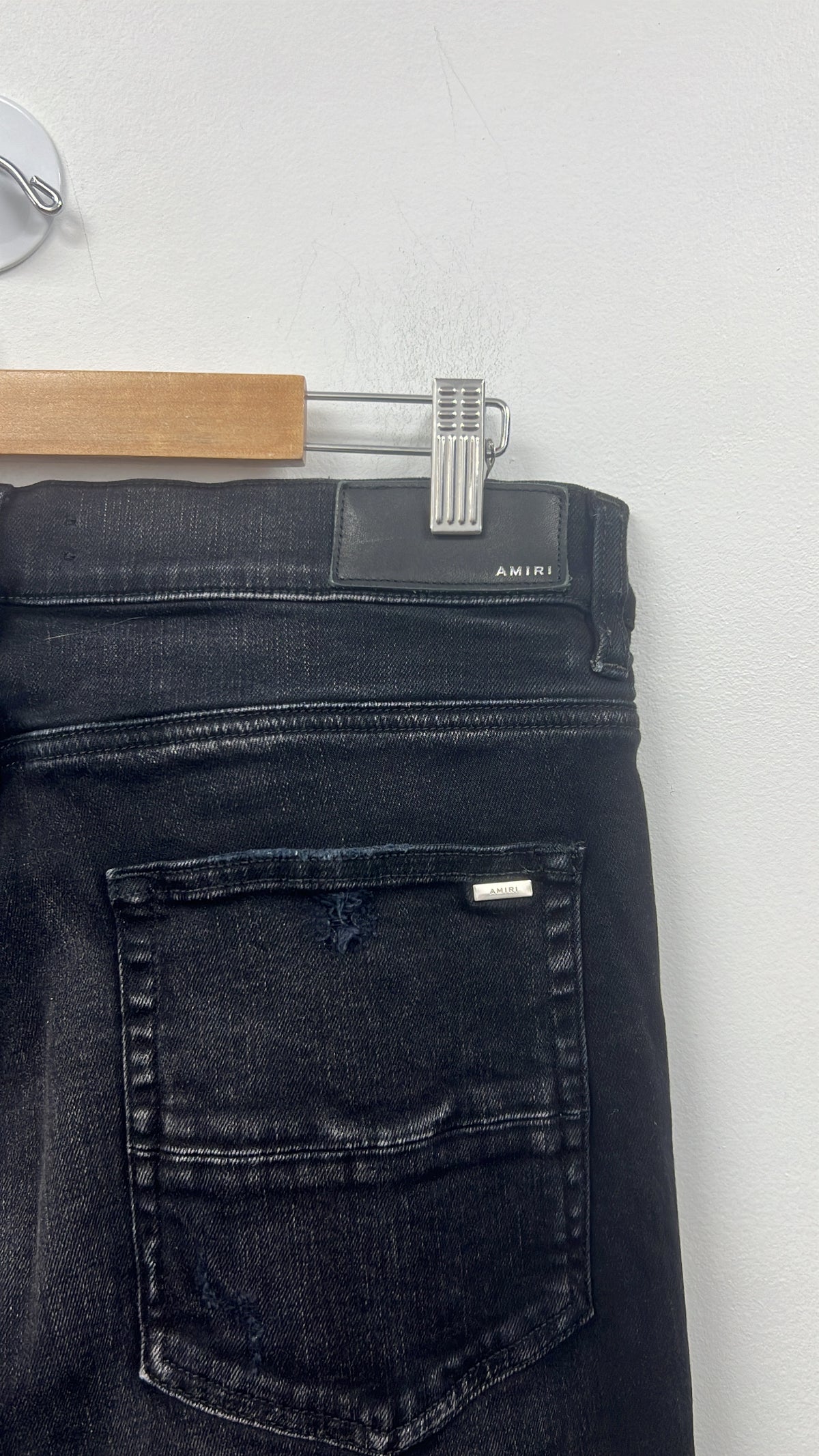Amiri MX1 Black Wash Red Suede Patch Jeans