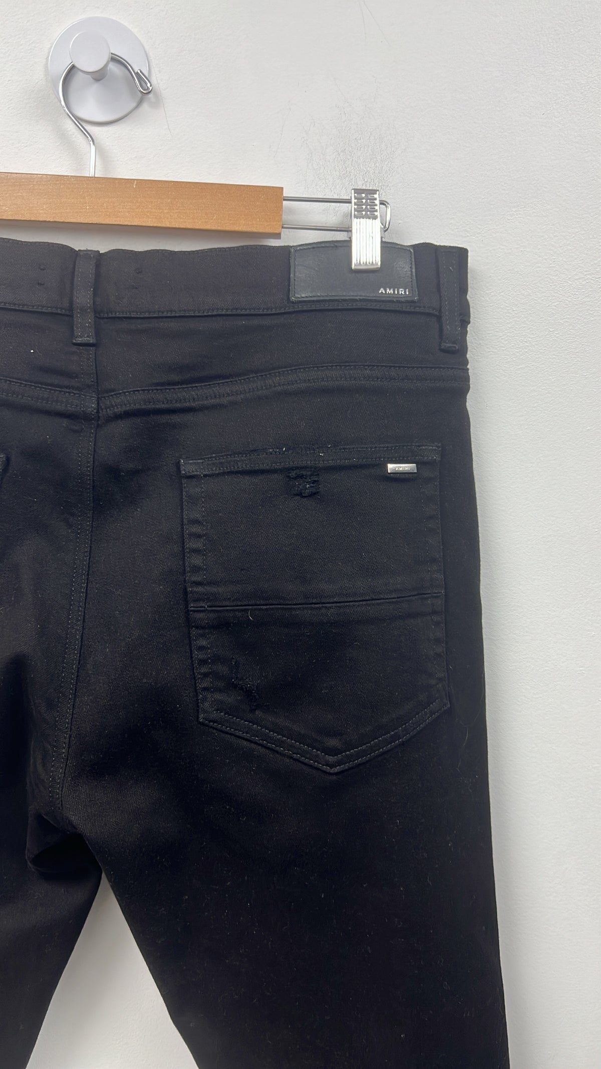 Amiri Black Broken Knee Rip Jeans
