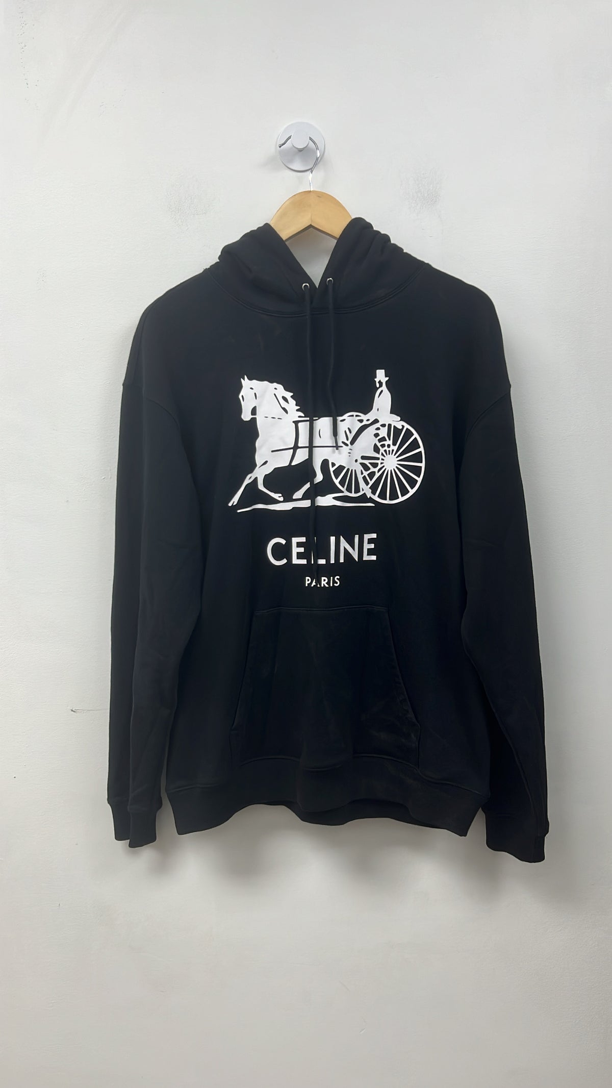 Celine Black White Horse Logo Hoodie