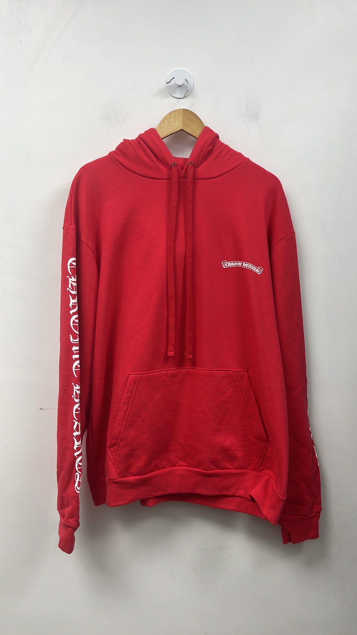 Chrome Hearts Red Scroll Logo Hoodie