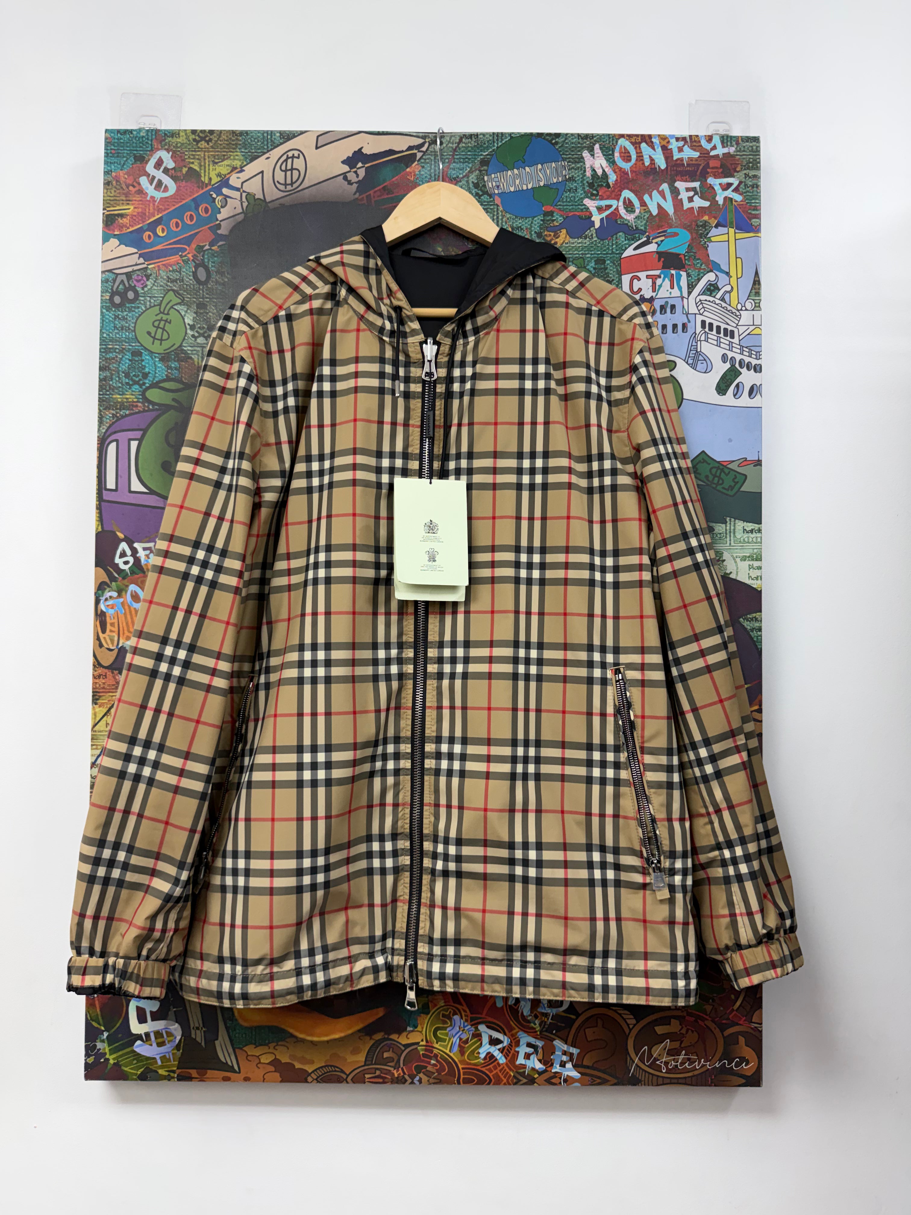 Burberry Black Plaid Monogram Reversible Jacket