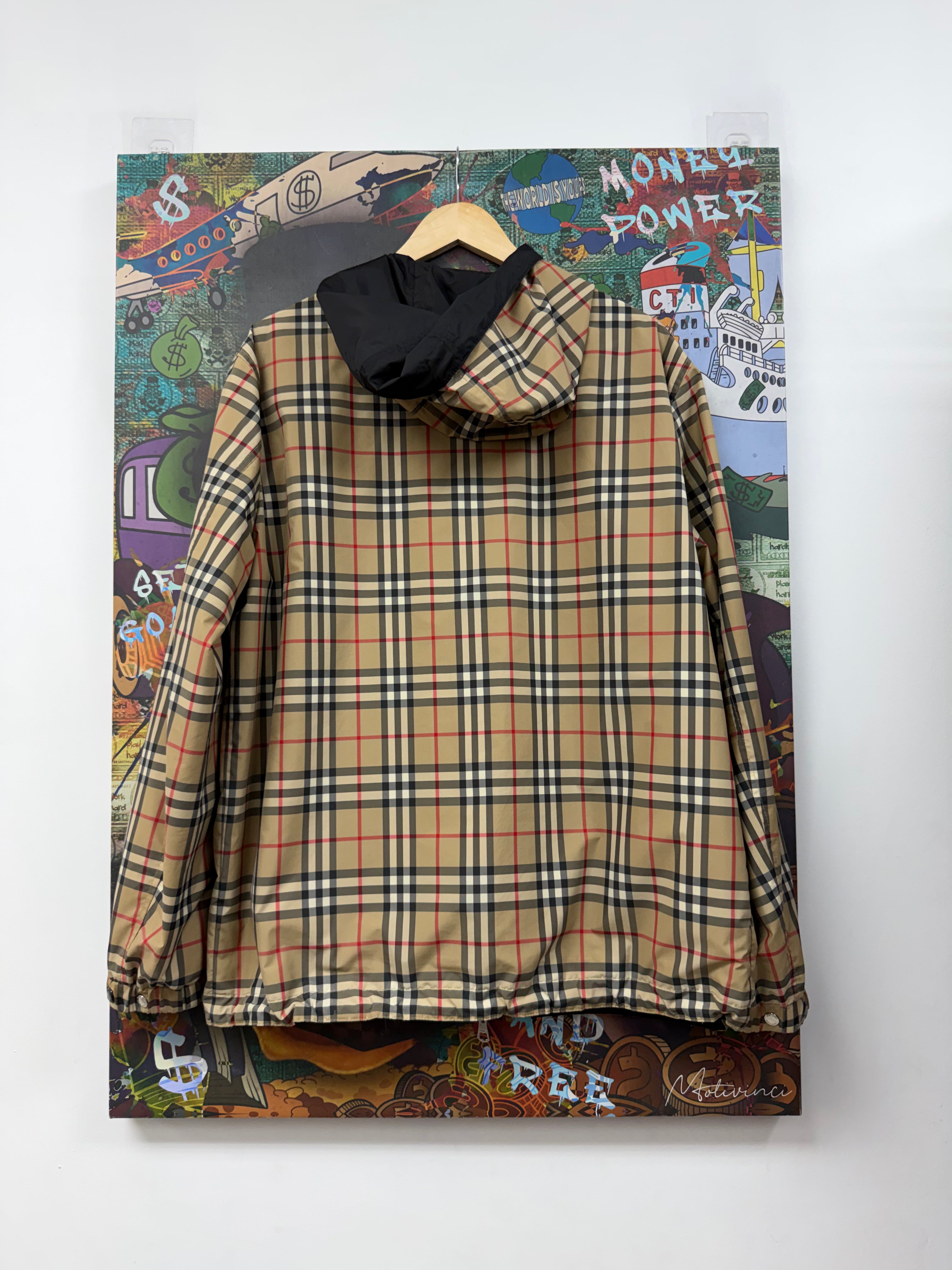 Burberry Black Plaid Monogram Reversible Jacket