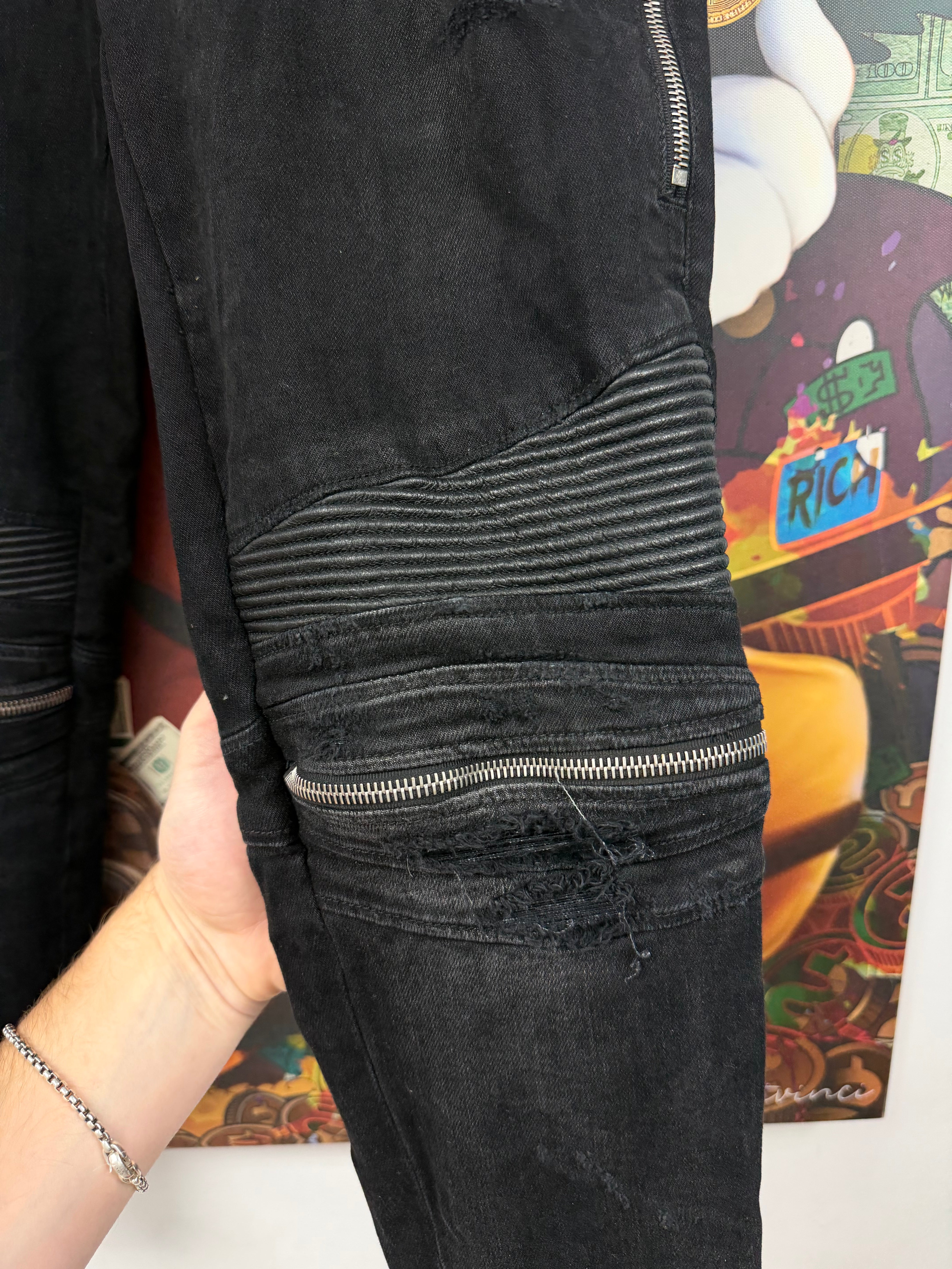 Amiri MX2 Black Black Patch (Tailored Short) Jeans