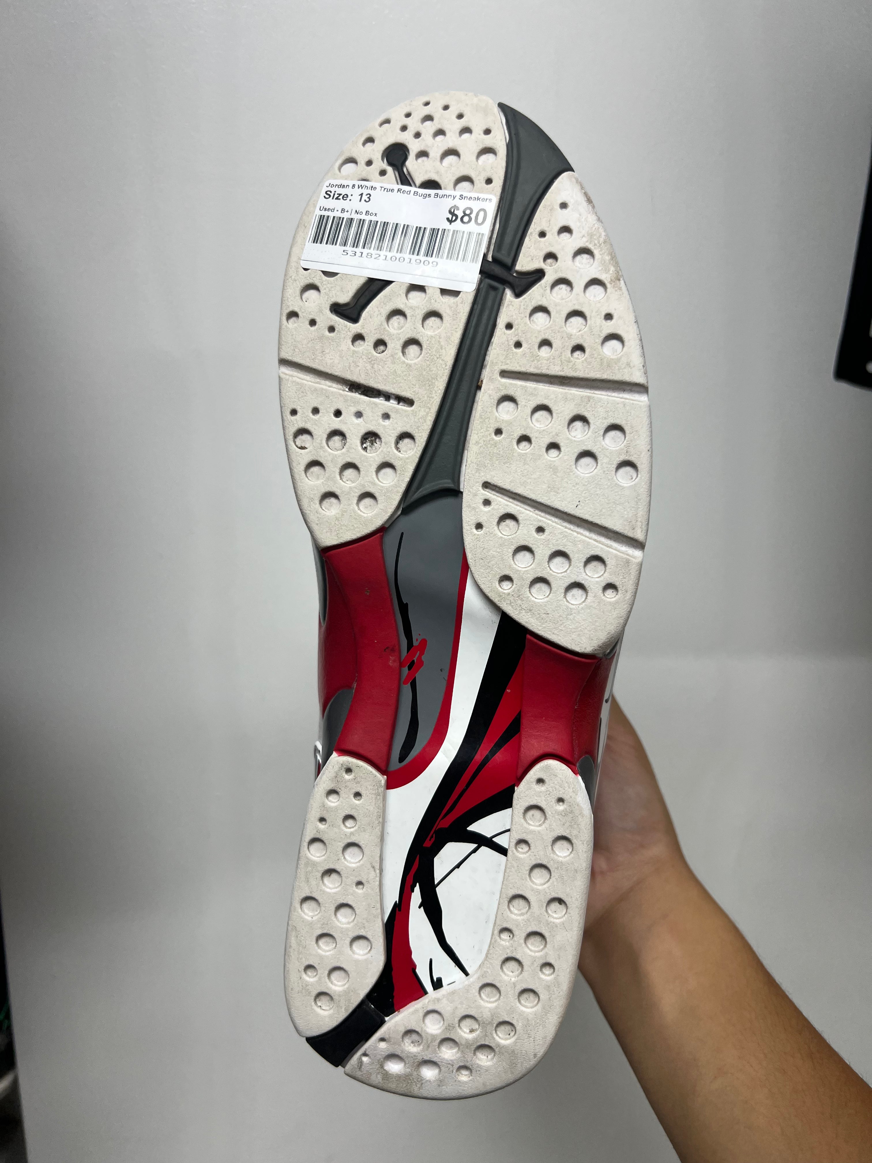 Jordan 8 White True Red Bugs Bunny Sneakers