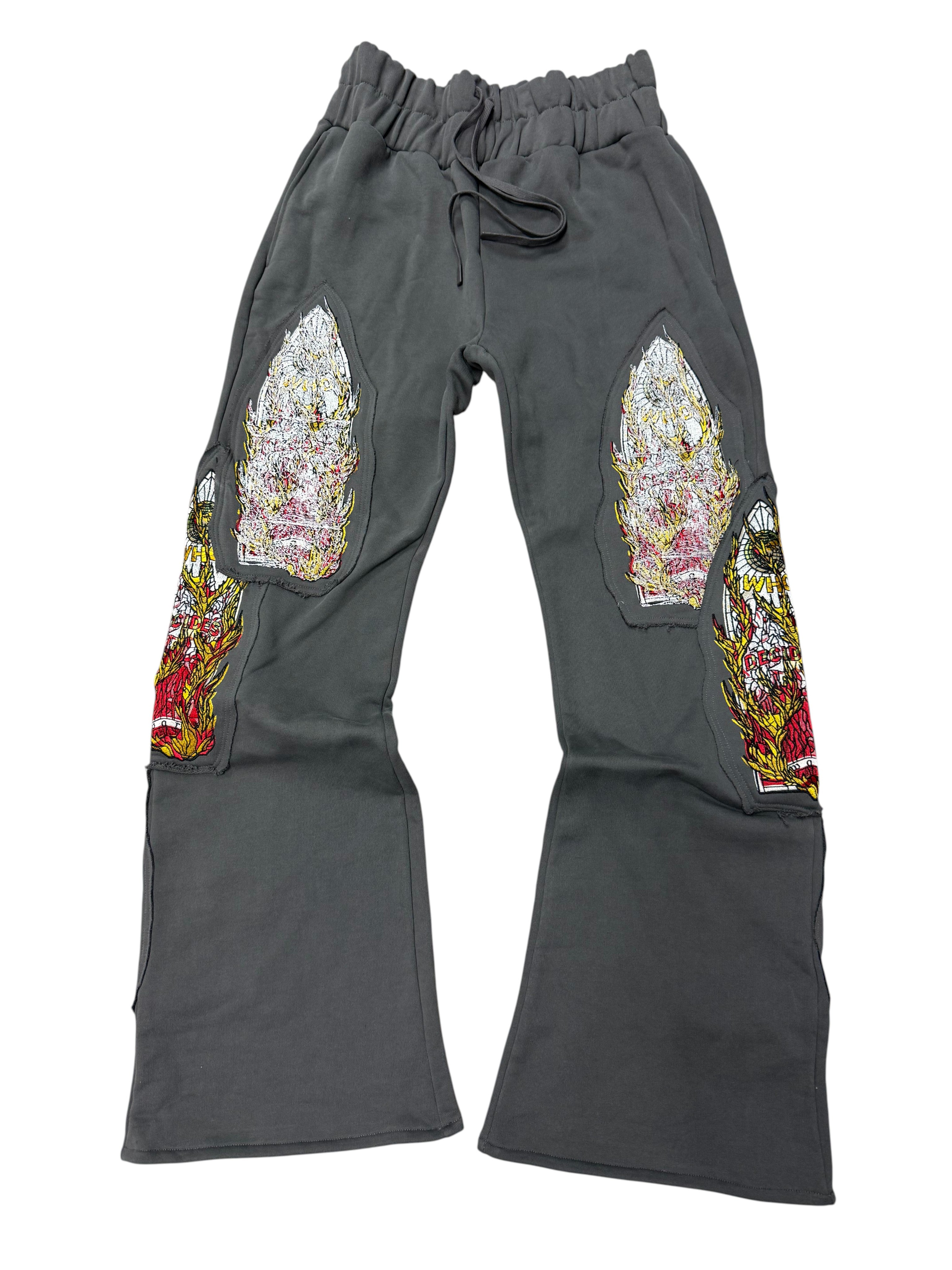 WDW 'Flame Glass Embroidered' Grey Sweats