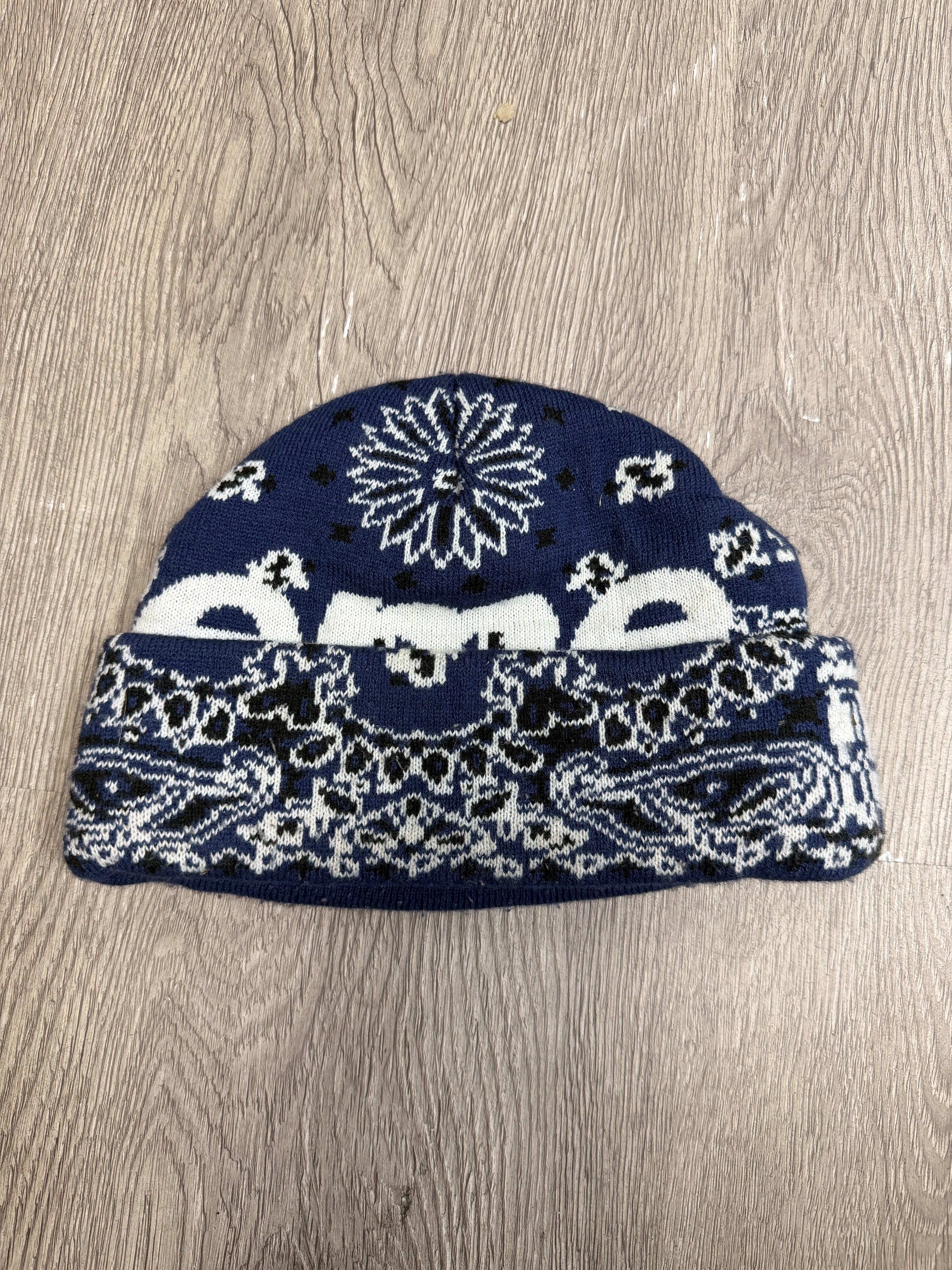 Supreme Blue Paisley Logo Beanie