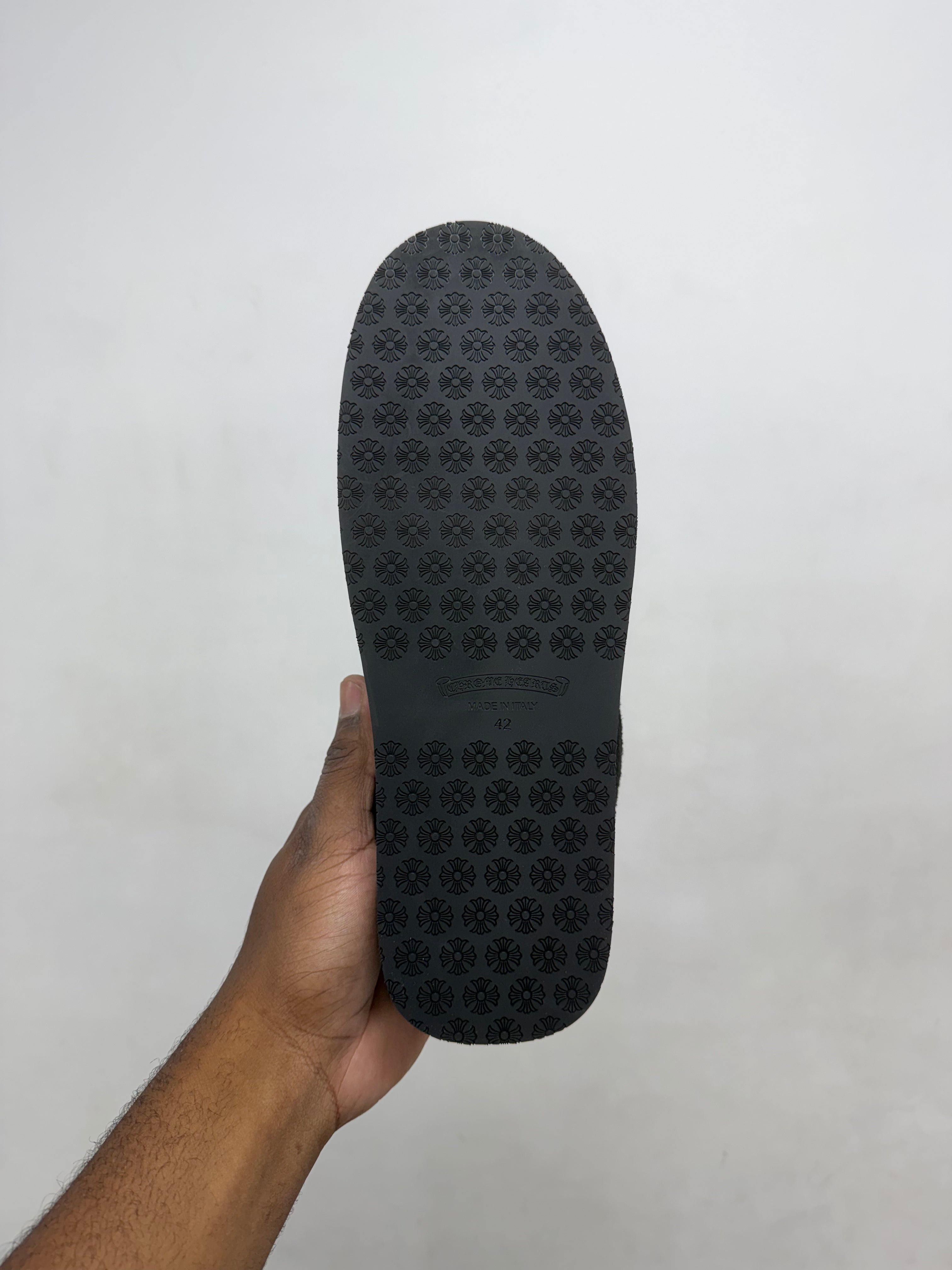 Chrome Hearts Black Plus Patch Sherpa Lined Slides