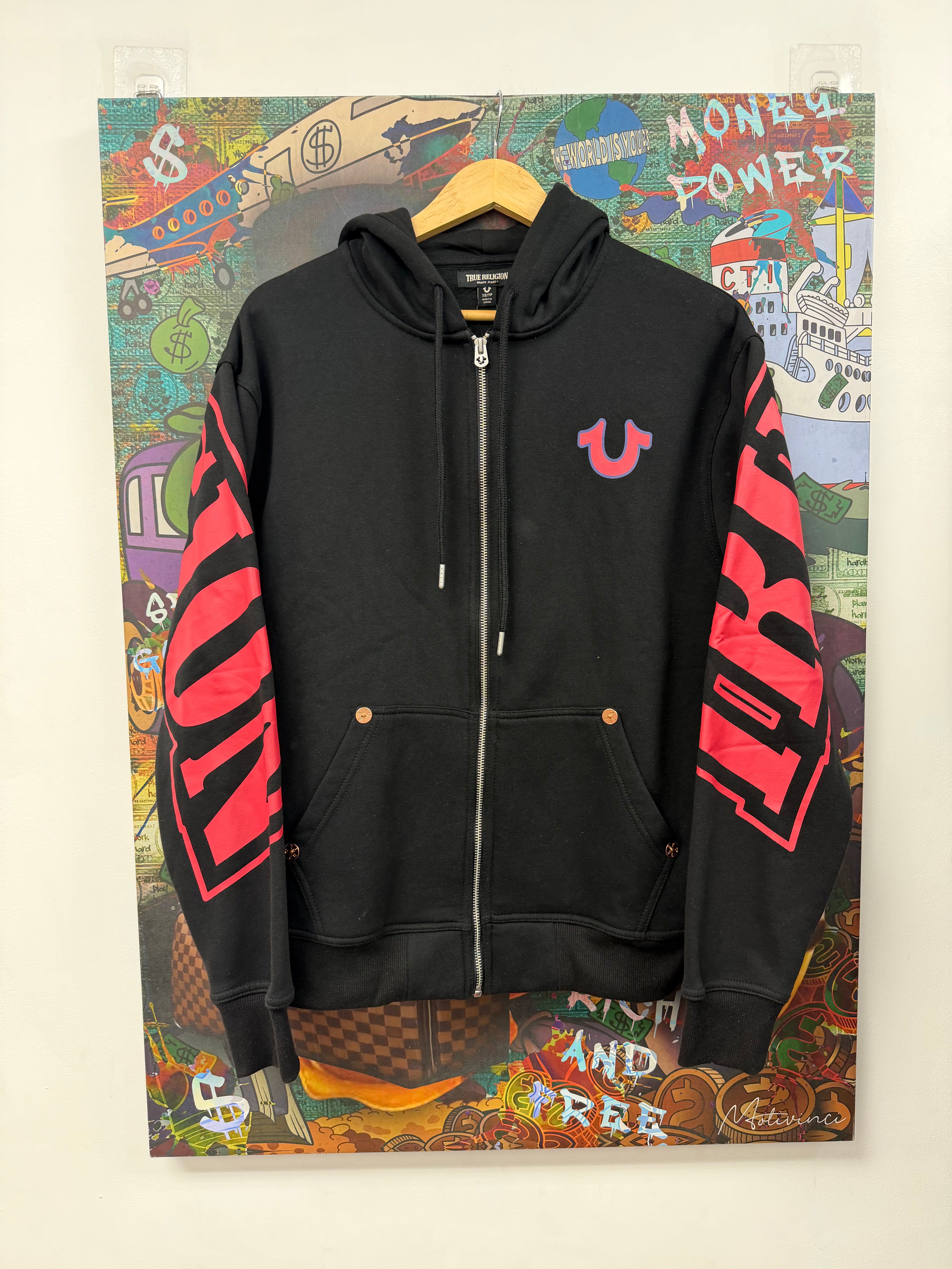 True Religion Overt Arch Logo Zip Up