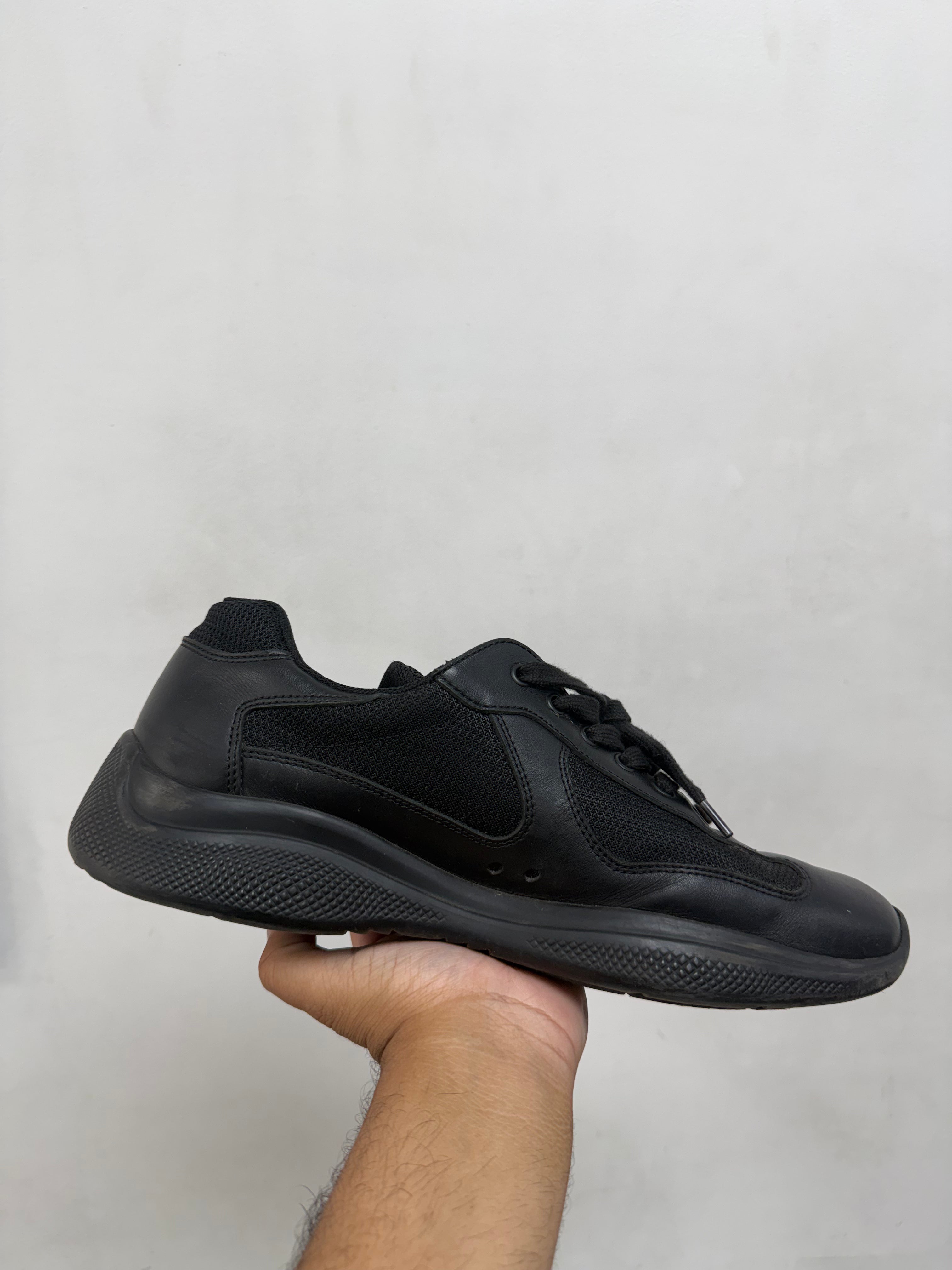 Prada Black Leather Cup Sneakers