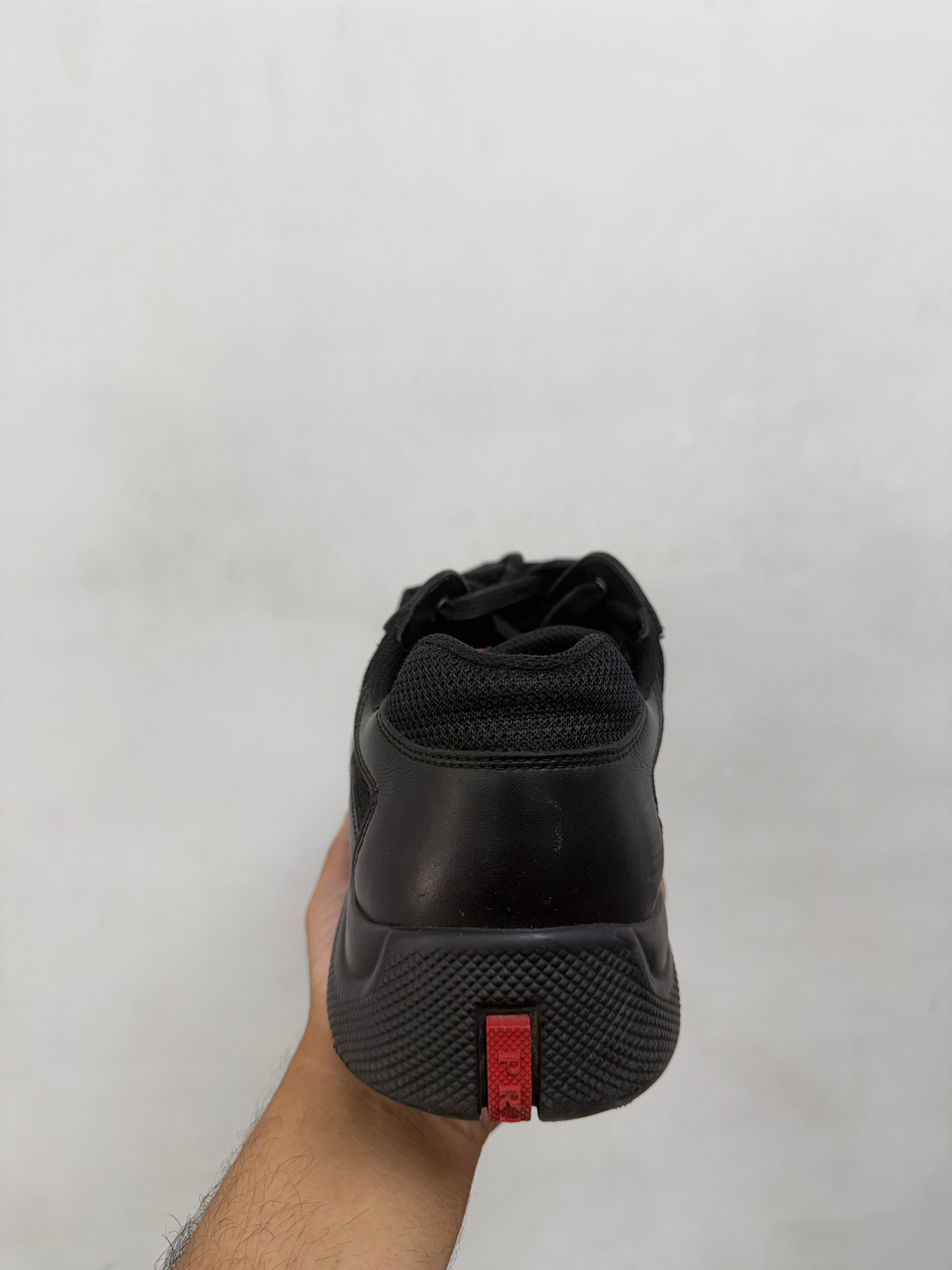Prada Black Leather Cup Sneakers