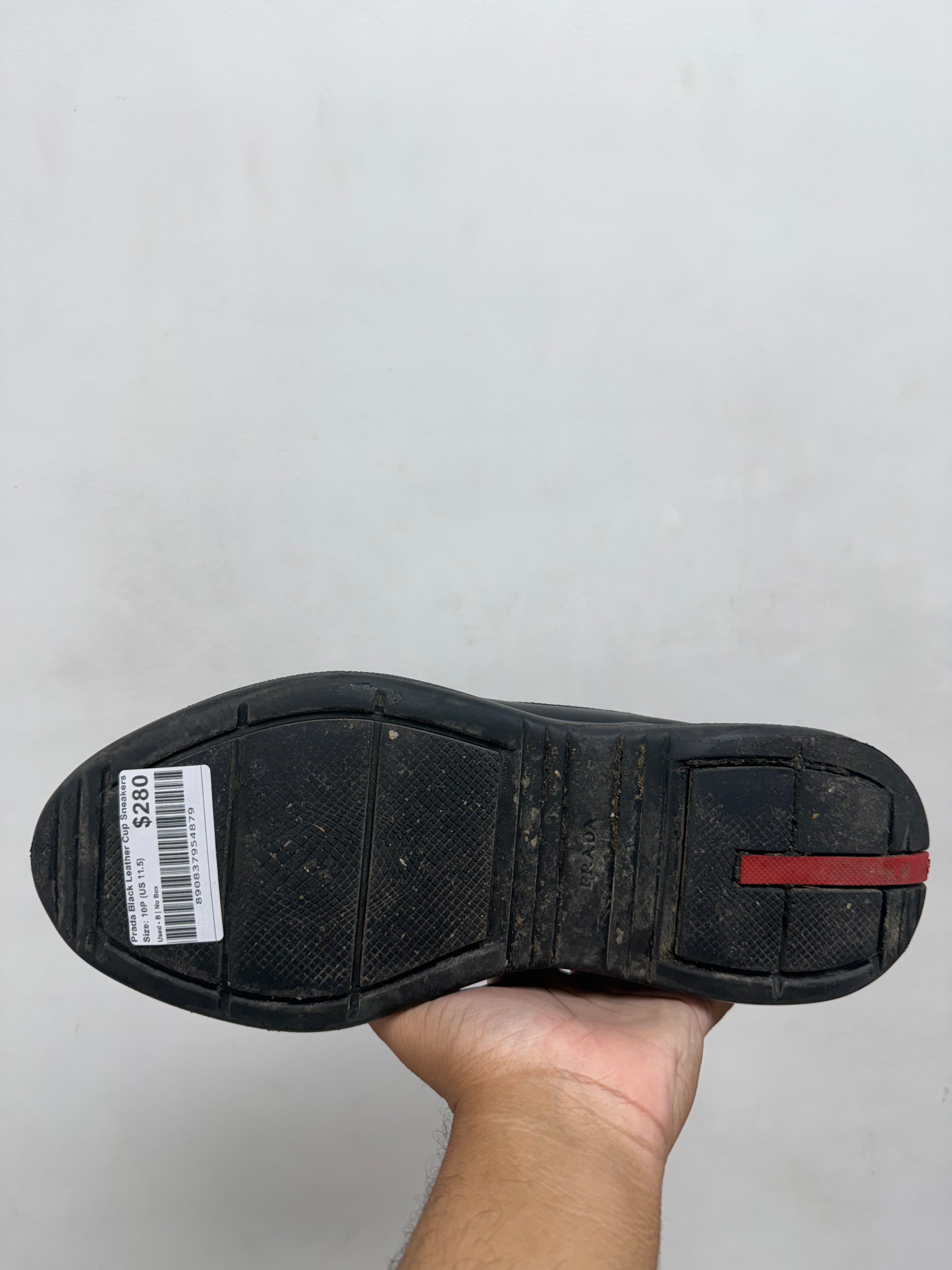 Prada Black Leather Cup Sneakers