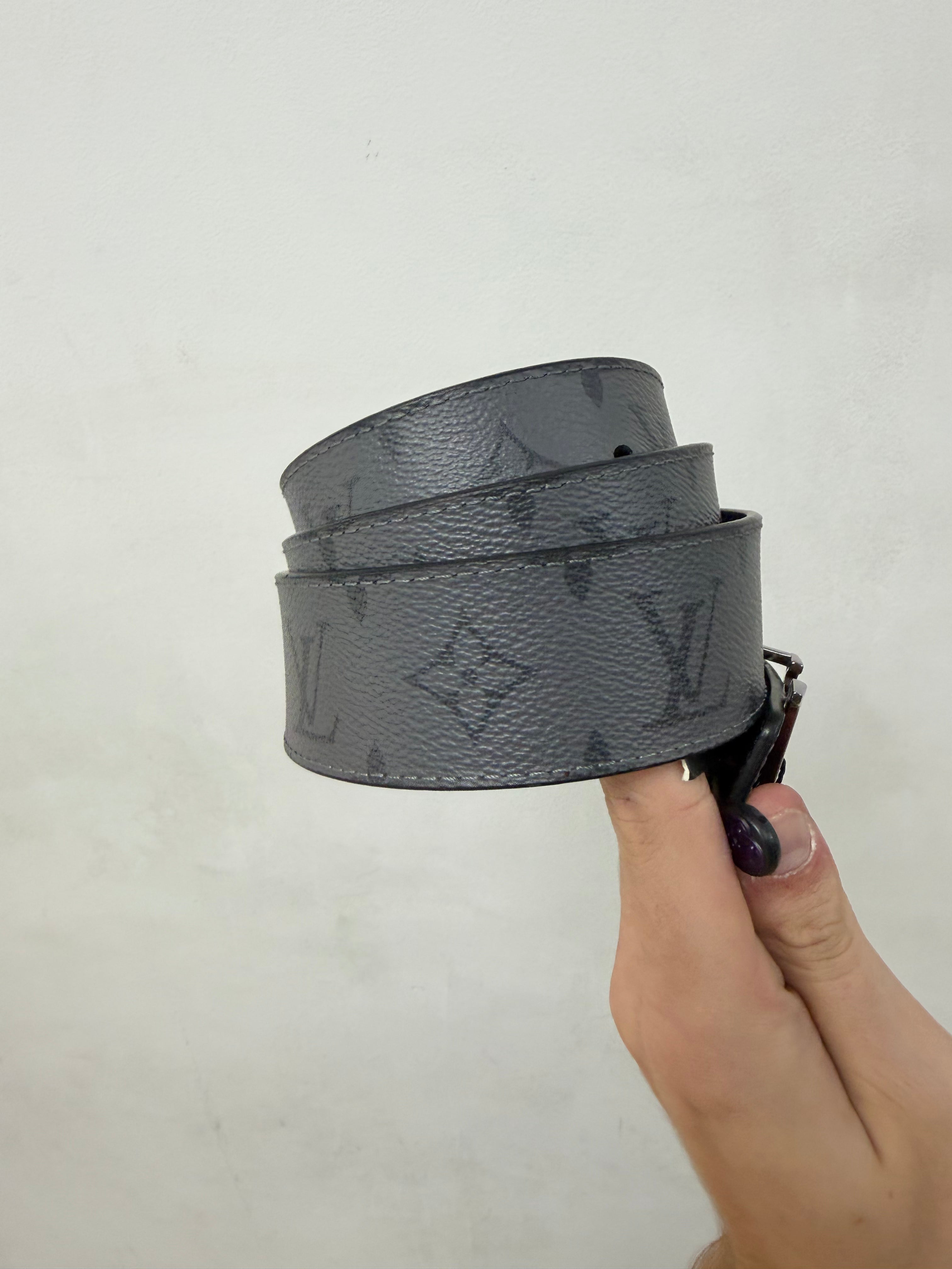 Louis Vuitton Grey Black Monogram (100-40) Belt
