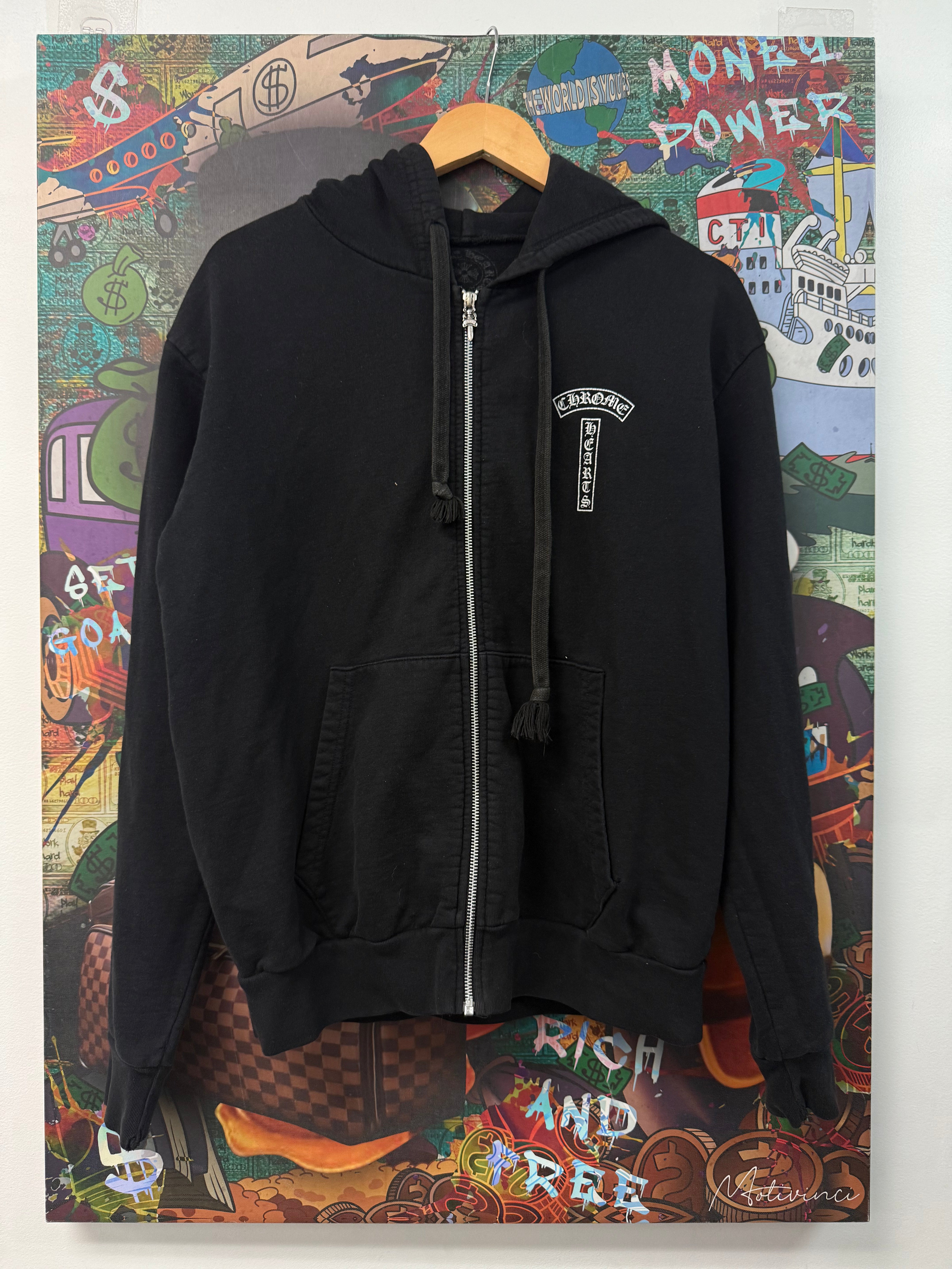 Chrome Hearts Black Shoulder Zip Up Hoodie