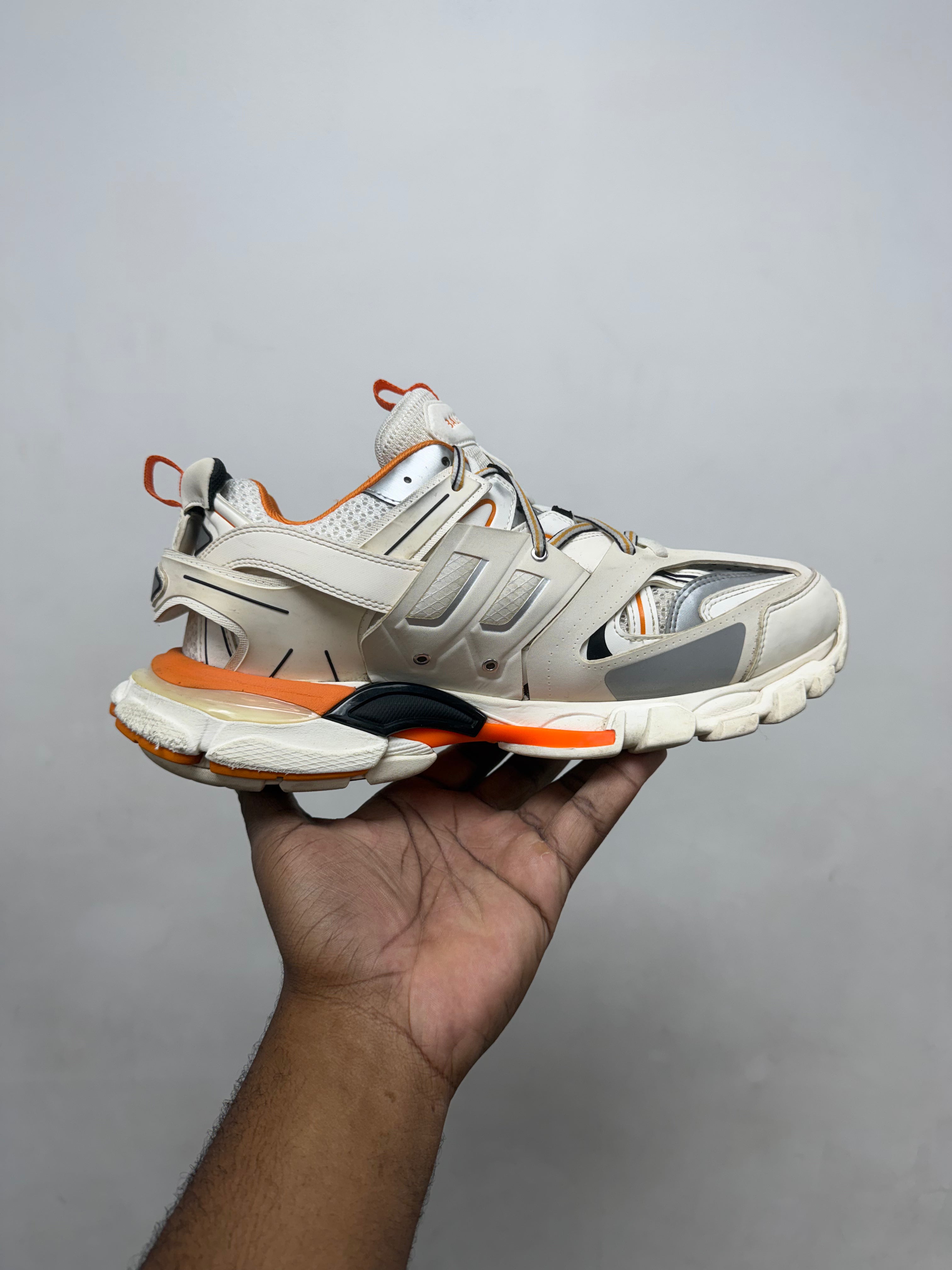 Balenciaga White Orange Track Sneakers