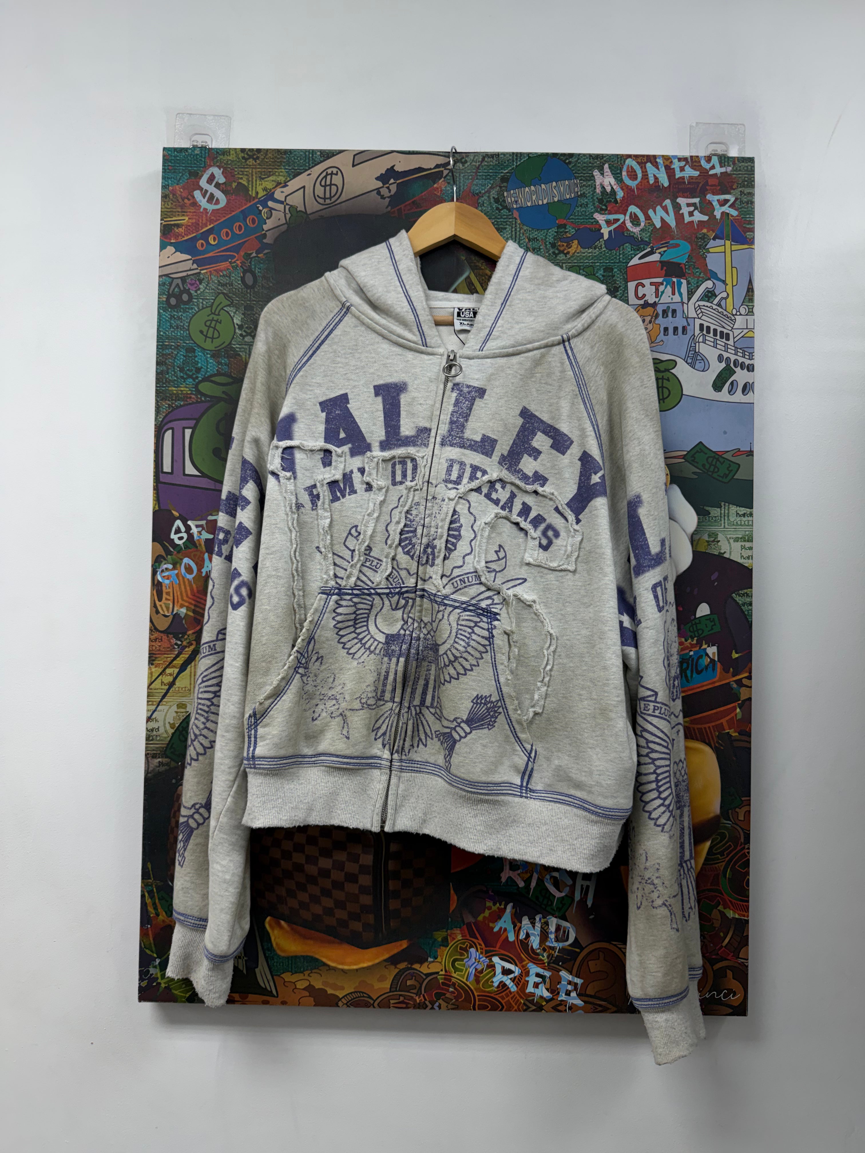 Vale Grey Army Zip Up Hoodie